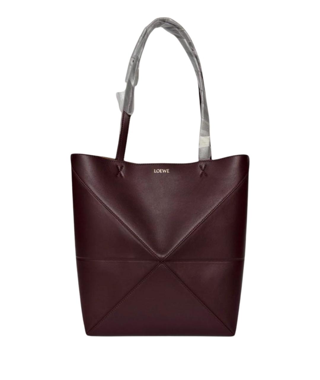 LOEWE Бордовая кожаная сумка тоут, фото 1