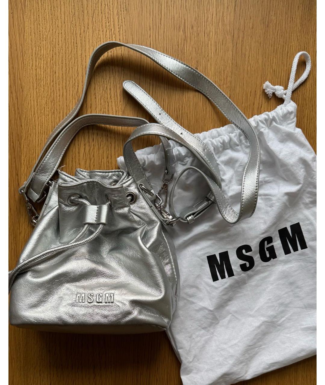 MSGM Серебряная сумка через плечо из искусственной кожи, фото 5