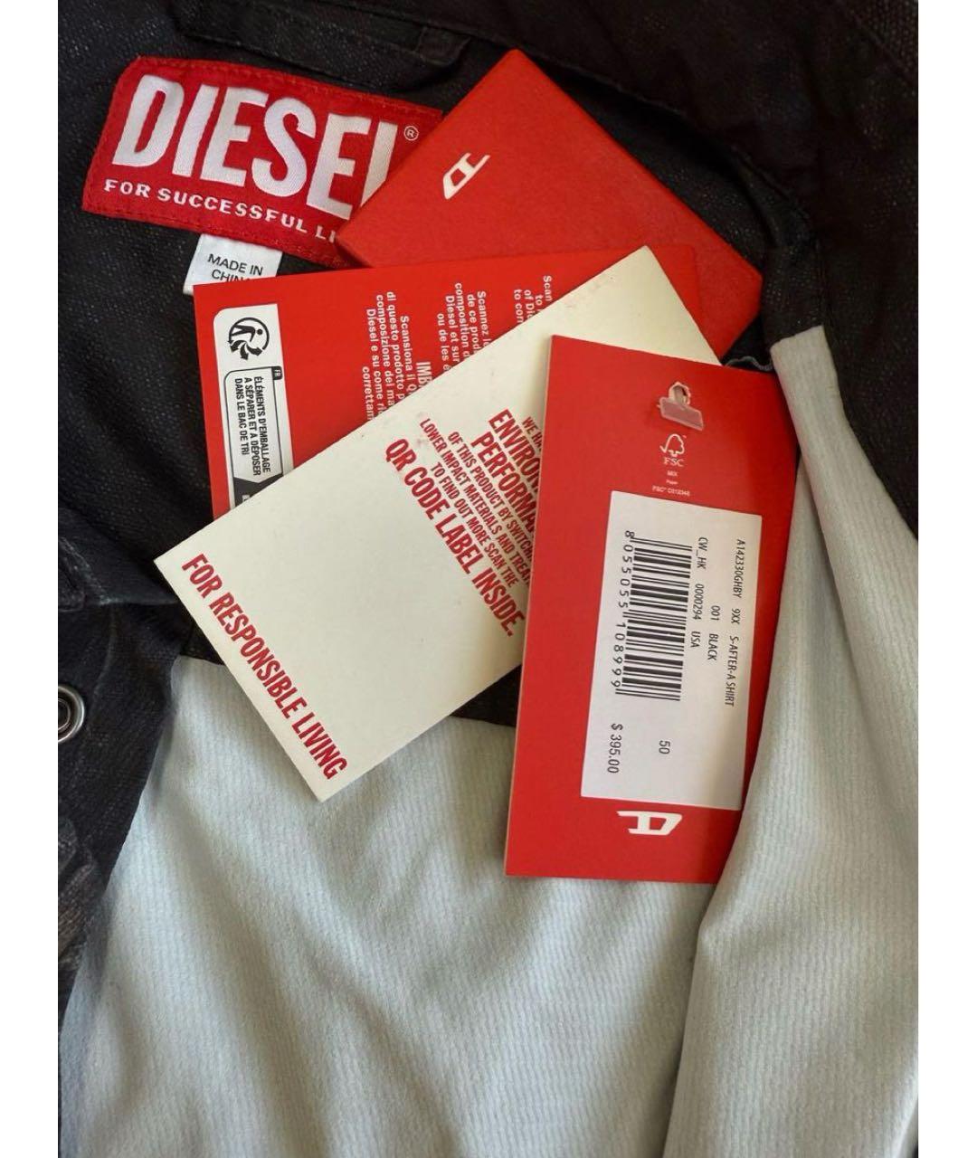 DIESEL Черная хлопко-полиэстеровая кэжуал рубашка, фото 6