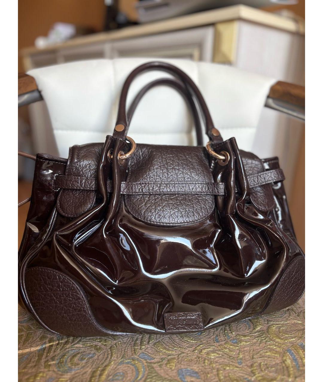 MOSCHINO Коричневая кожаная сумка тоут, фото 3