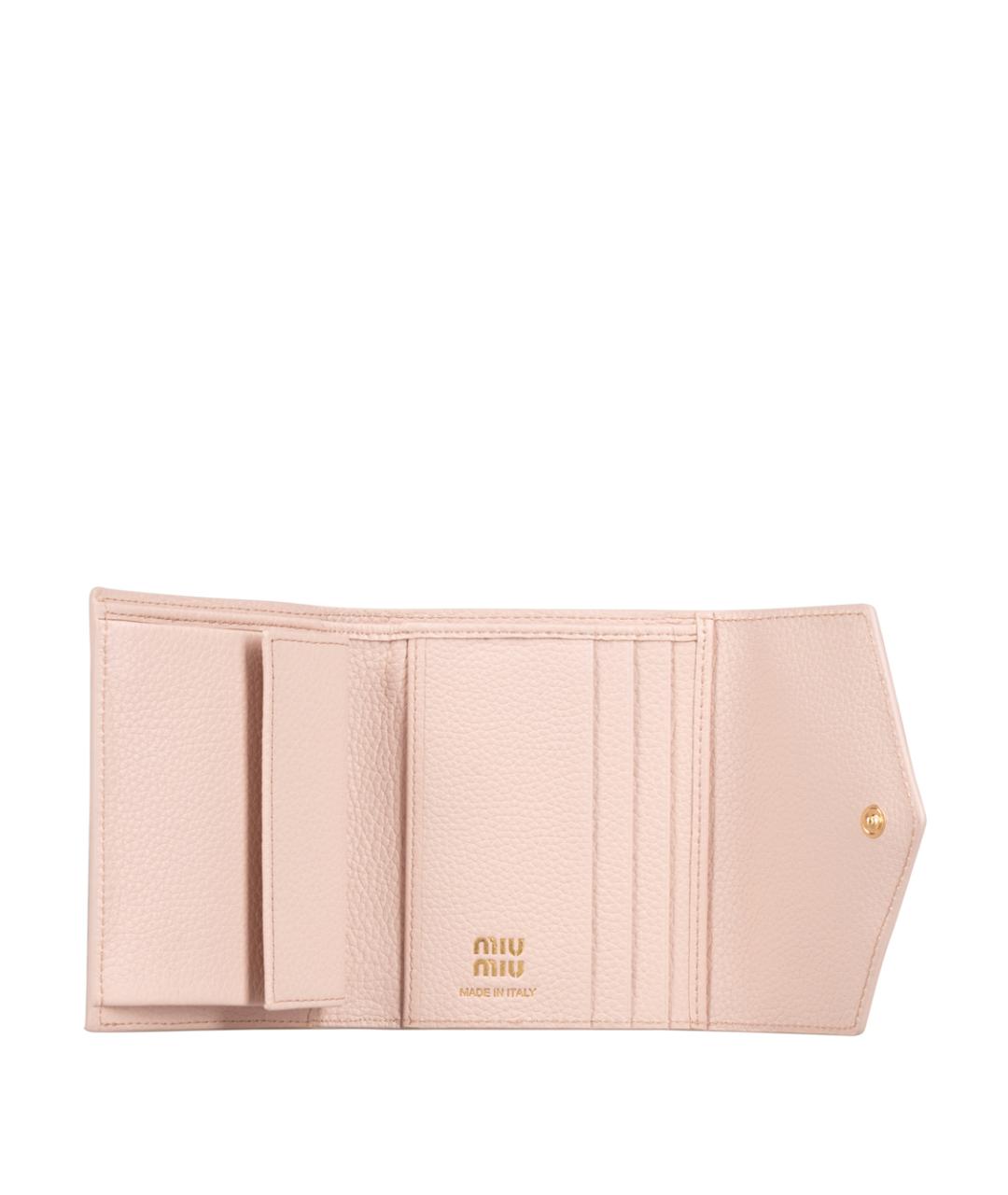 MIU MIU Розовый кожаный кошелек, фото 3