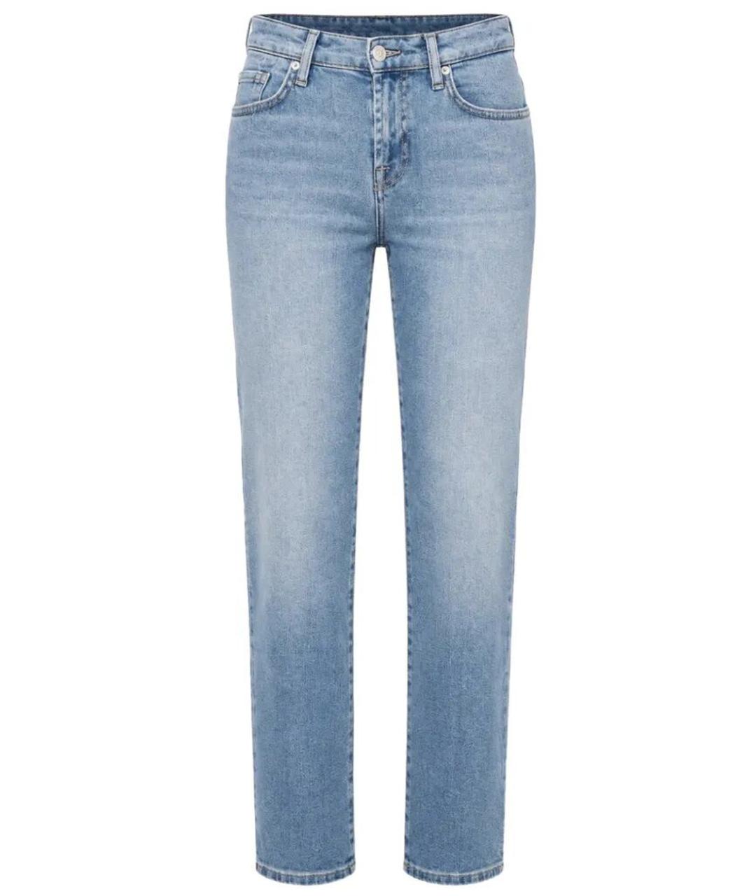 7 FOR ALL MANKIND Голубые хлопковые прямые джинсы, фото 1