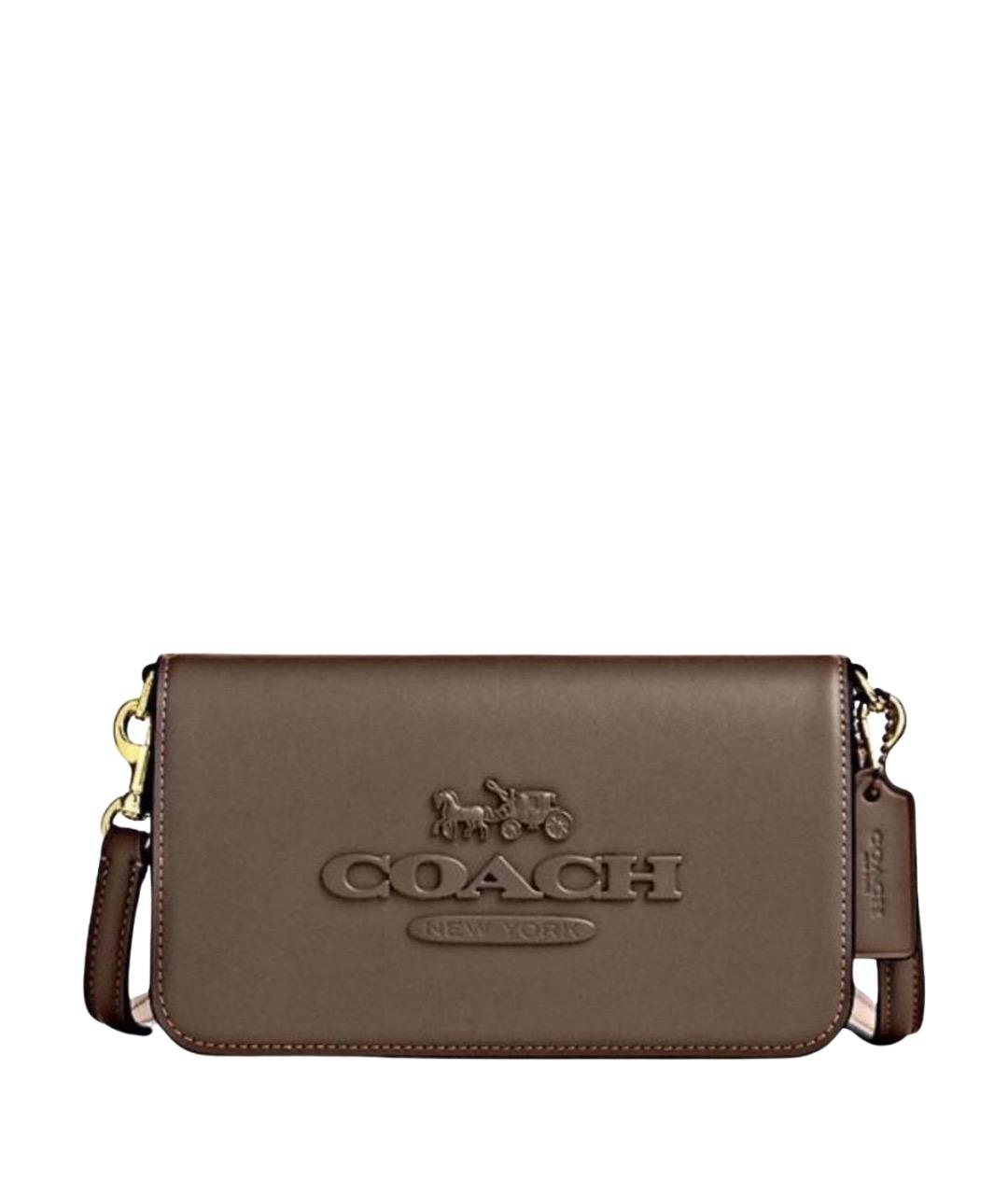 COACH Бежевая кожаная сумка через плечо, фото 1