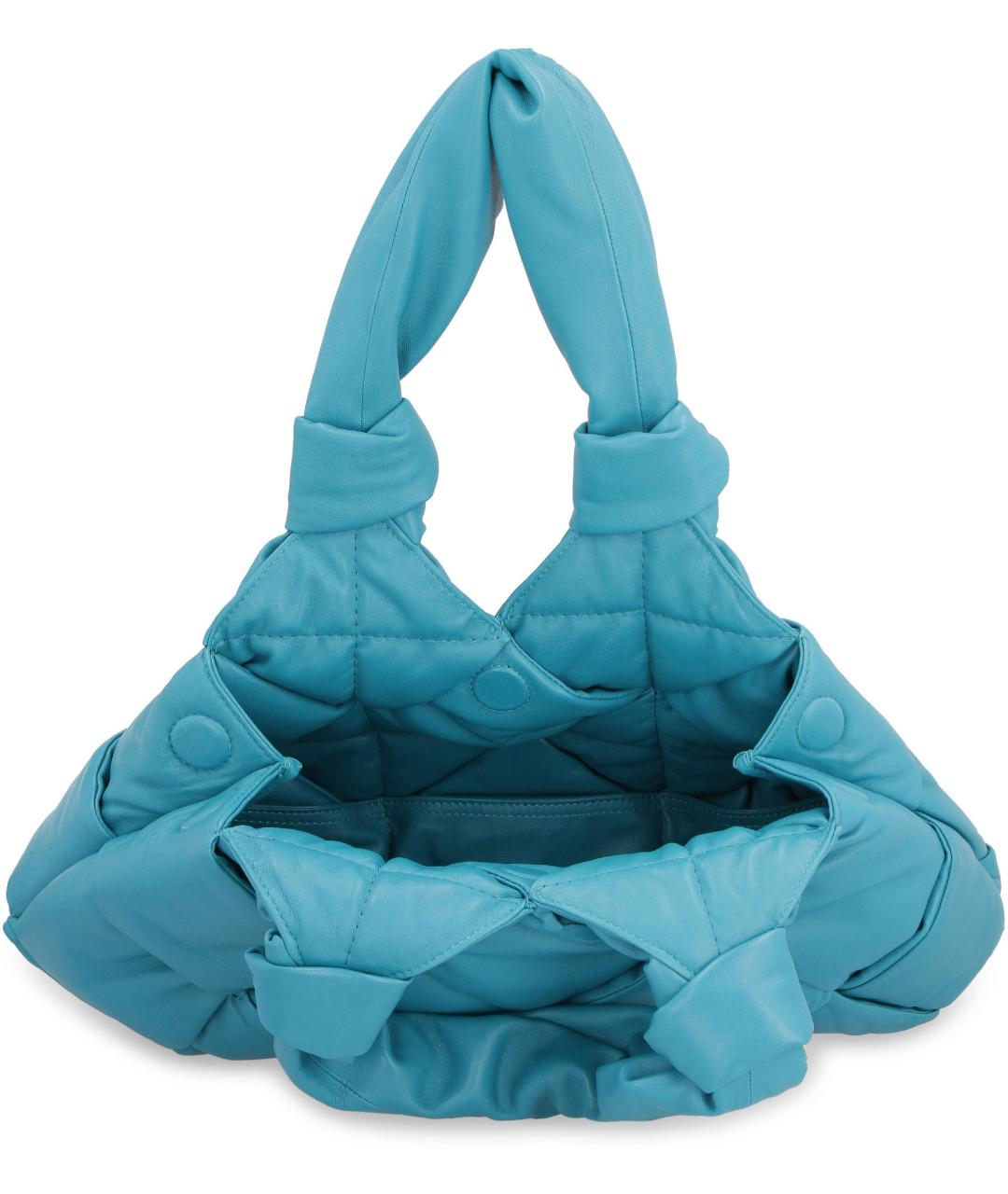 BOTTEGA VENETA Бирюзовая кожаная сумка с короткими ручками, фото 4