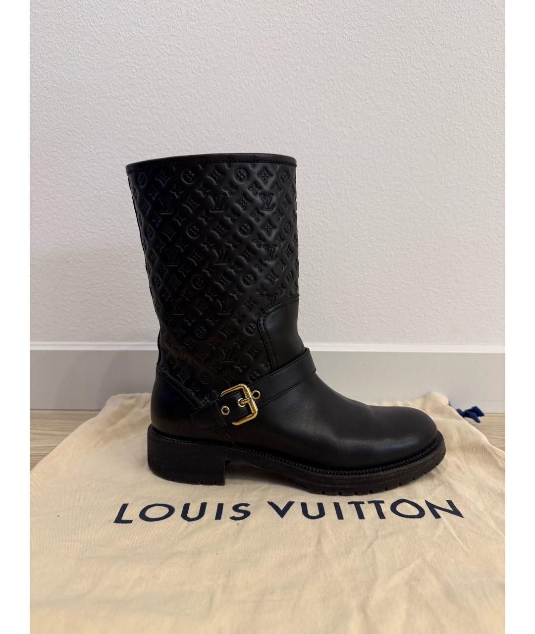 LOUIS VUITTON Черные кожаные полусапоги, фото 6