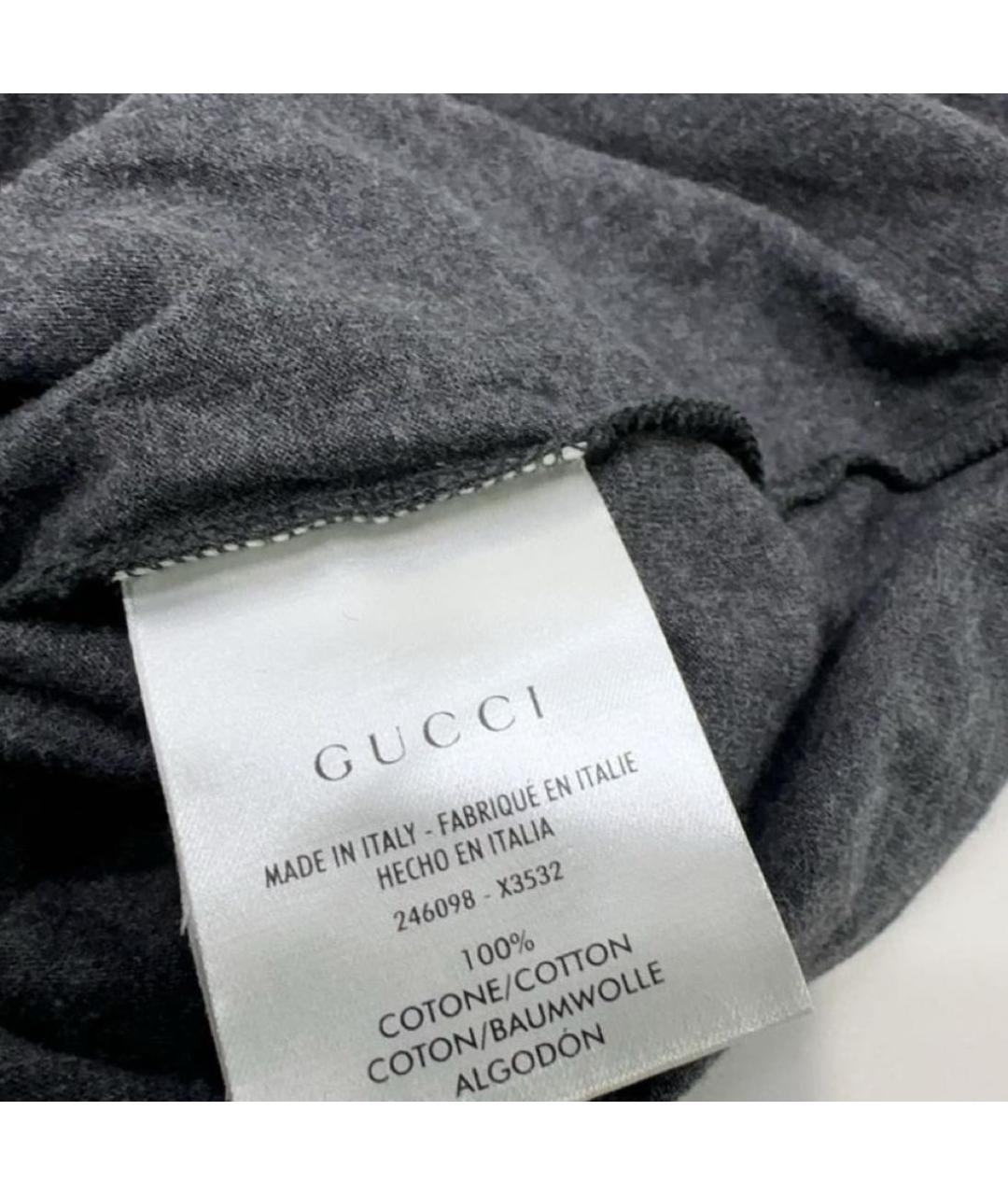 GUCCI Черная хлопковая футболка, фото 3