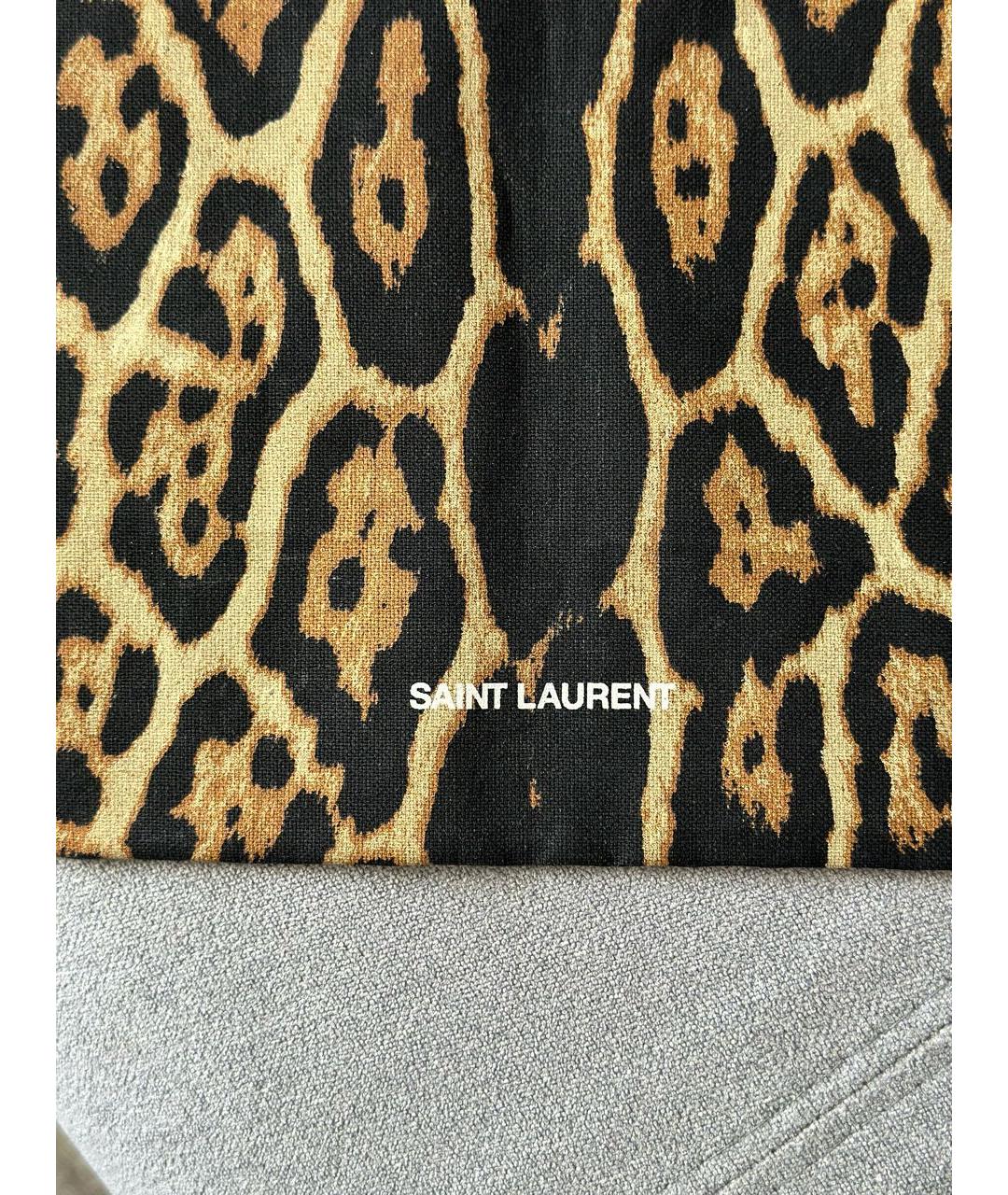 SAINT LAURENT Коричневая хлопковая сумка тоут, фото 5