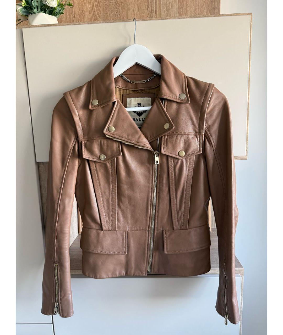 BALLY Коралловая кожаная куртка, фото 5