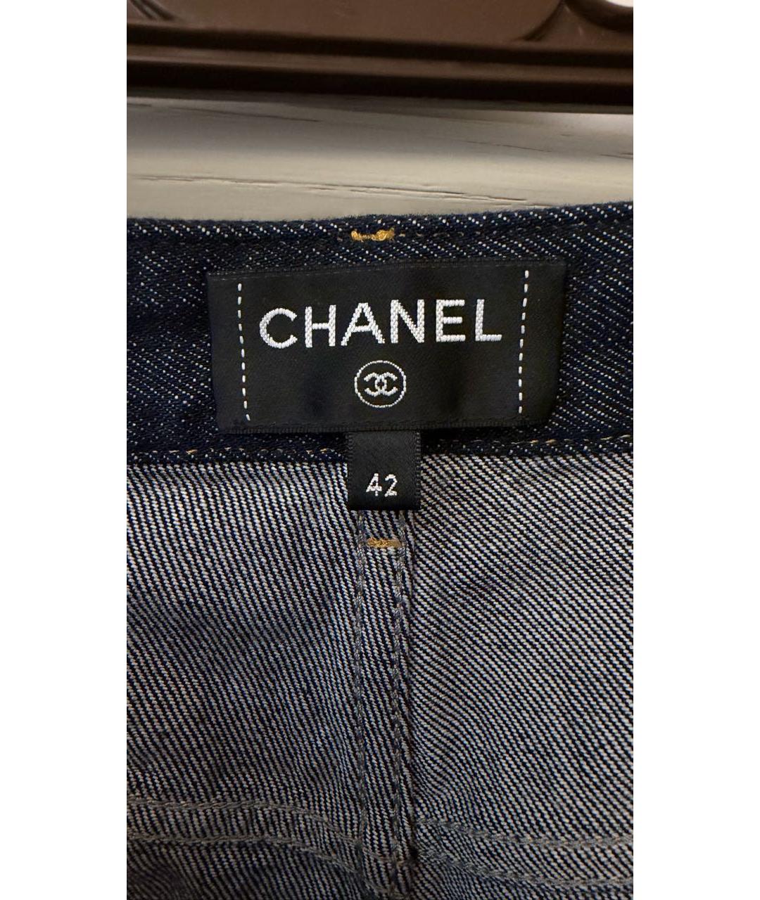 CHANEL Темно-синие хлопковые прямые джинсы, фото 3