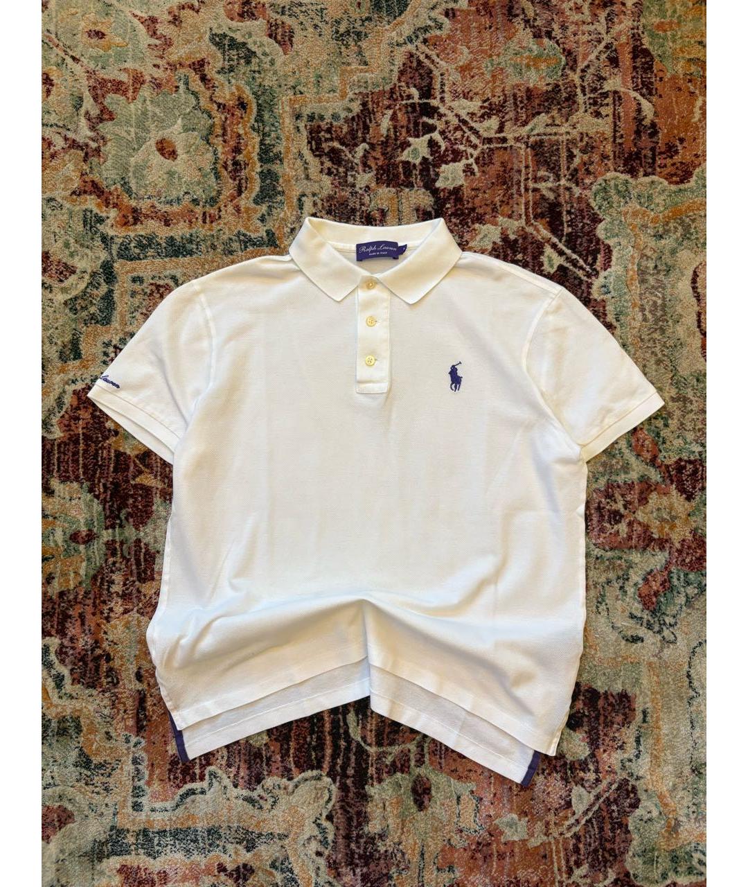 RALPH LAUREN PURPLE LABEL Белое хлопковое поло с коротким рукавом, фото 6