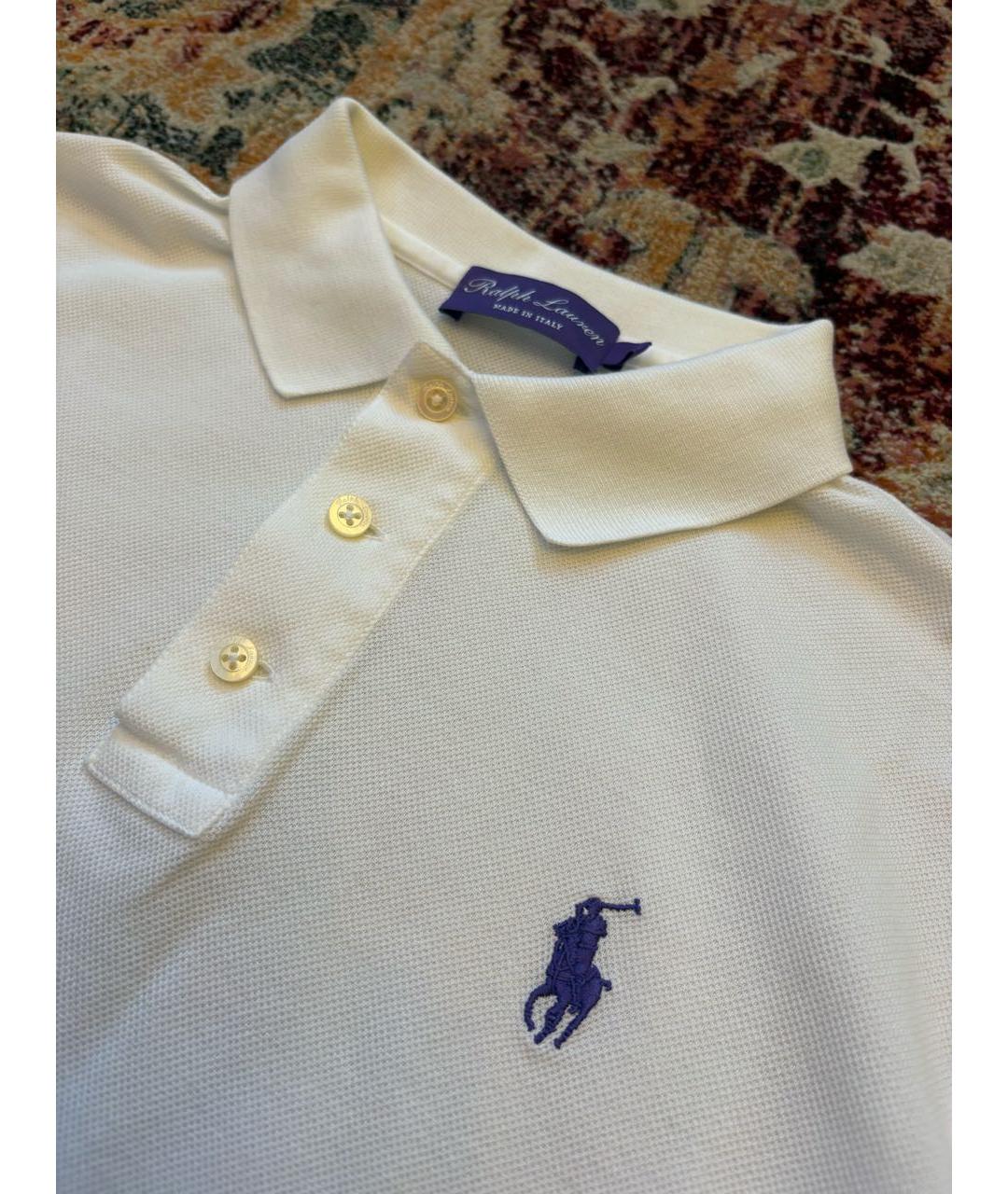 RALPH LAUREN PURPLE LABEL Белое хлопковое поло с коротким рукавом, фото 2