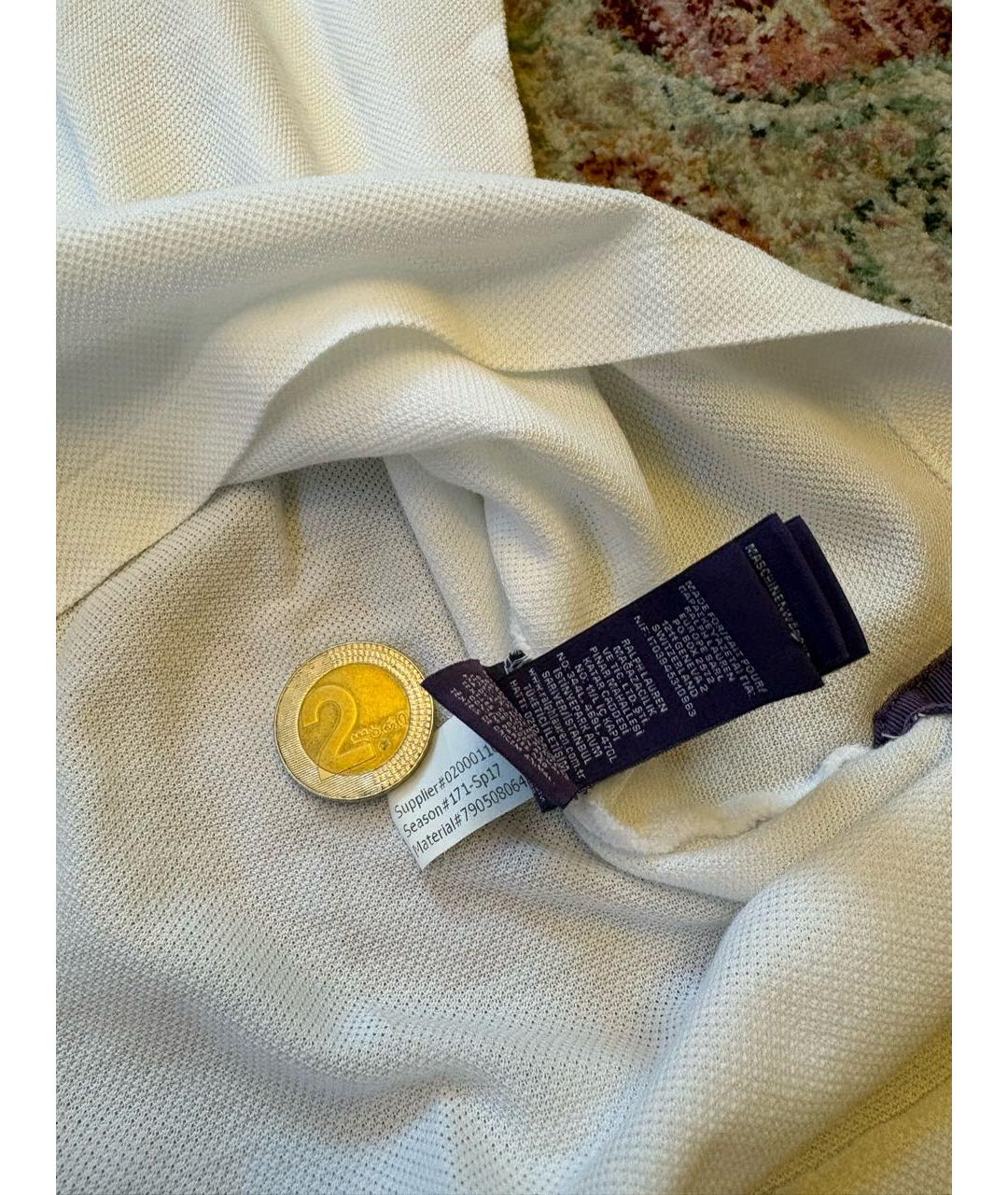 RALPH LAUREN PURPLE LABEL Белое хлопковое поло с коротким рукавом, фото 5
