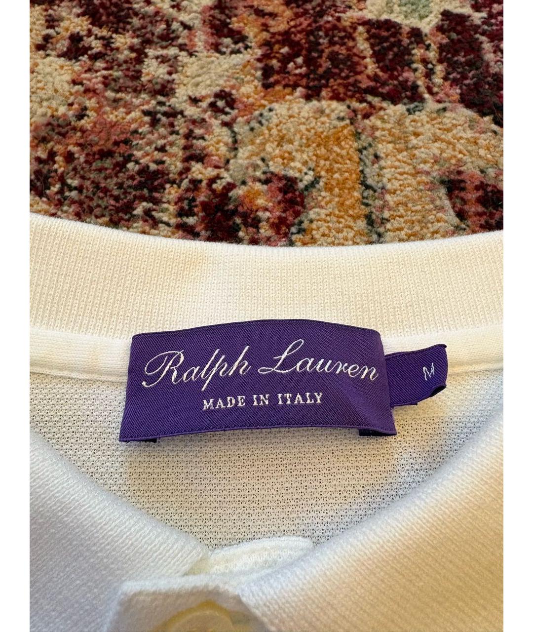 RALPH LAUREN PURPLE LABEL Белое хлопковое поло с коротким рукавом, фото 3