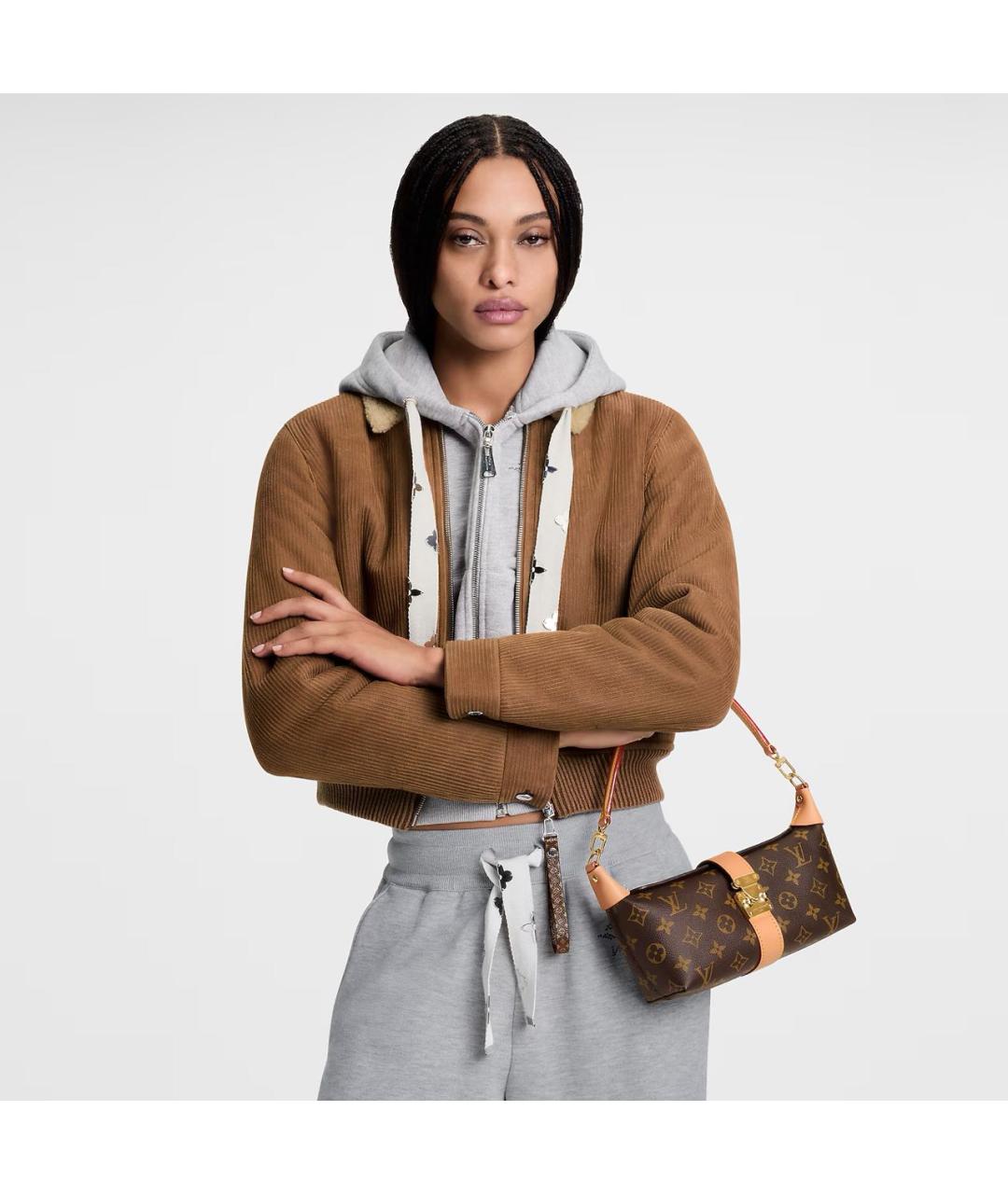LOUIS VUITTON Коричневая кожаная сумка с короткими ручками, фото 7