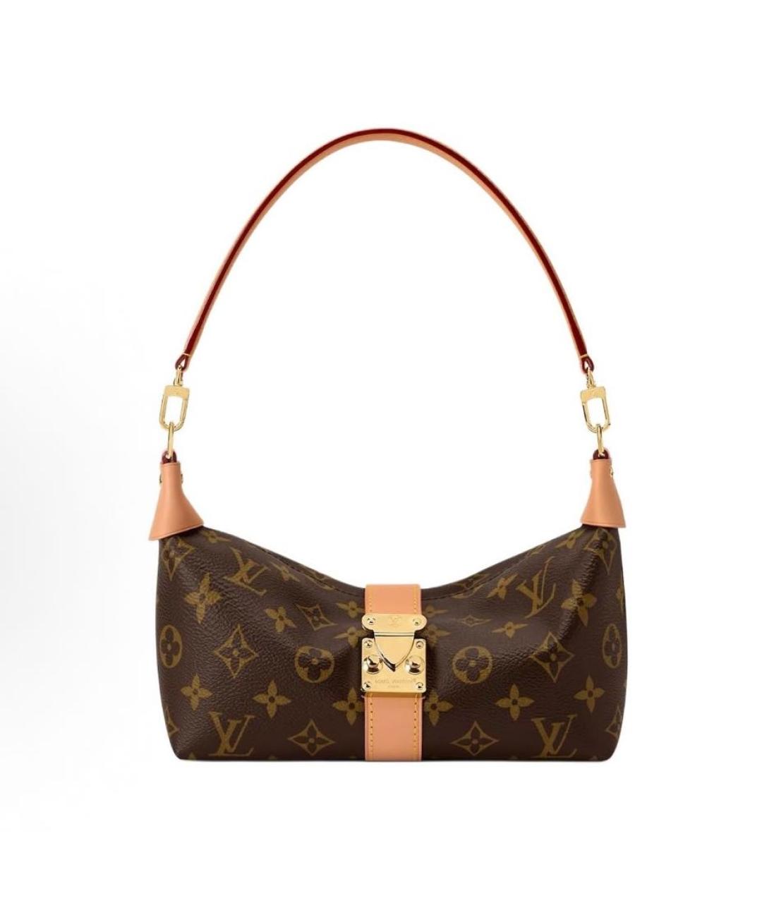 LOUIS VUITTON Коричневая кожаная сумка с короткими ручками, фото 8