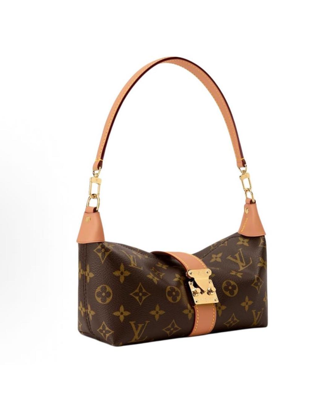 LOUIS VUITTON Коричневая кожаная сумка с короткими ручками, фото 2
