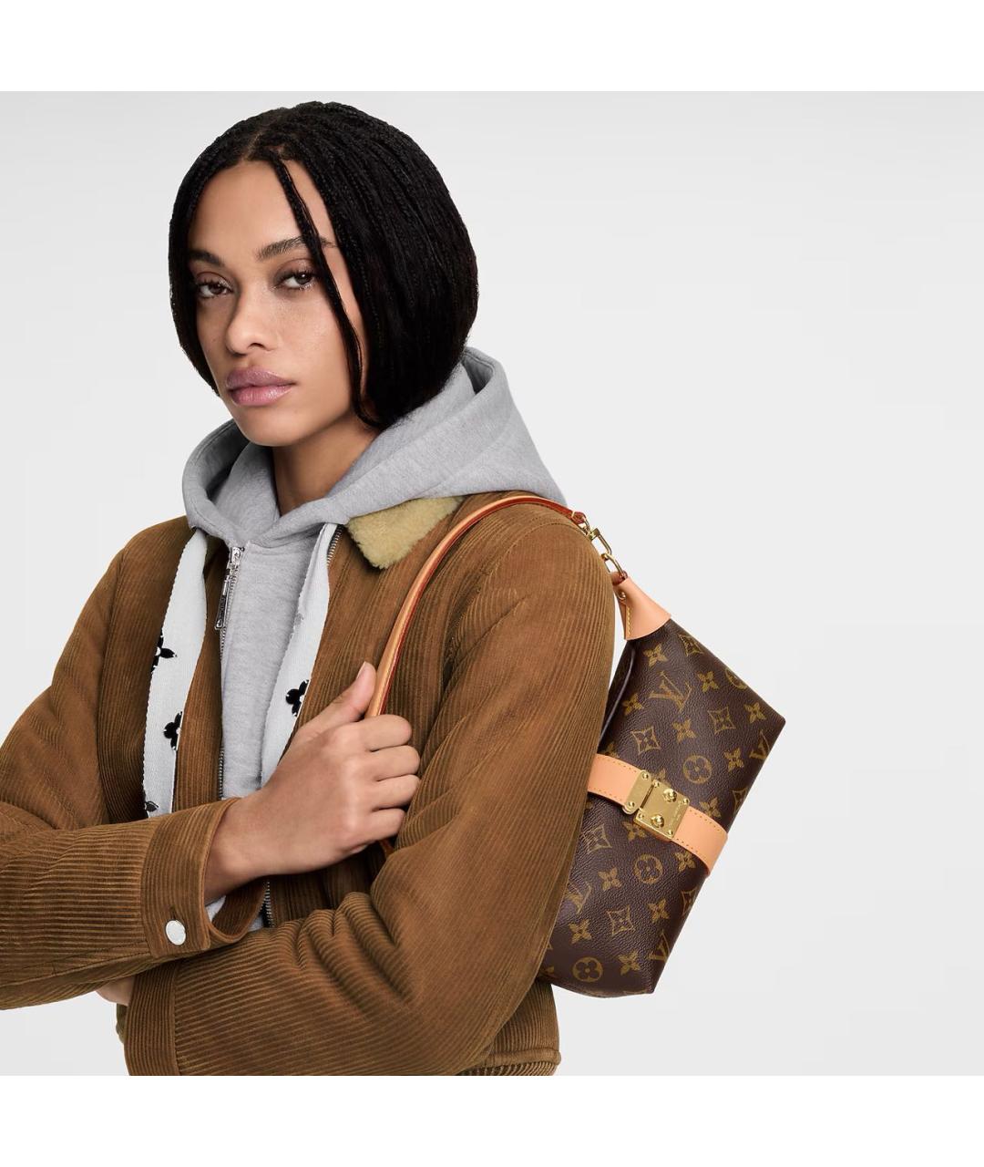 LOUIS VUITTON Коричневая кожаная сумка с короткими ручками, фото 6