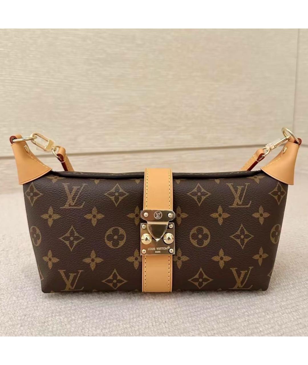 LOUIS VUITTON Коричневая кожаная сумка с короткими ручками, фото 5