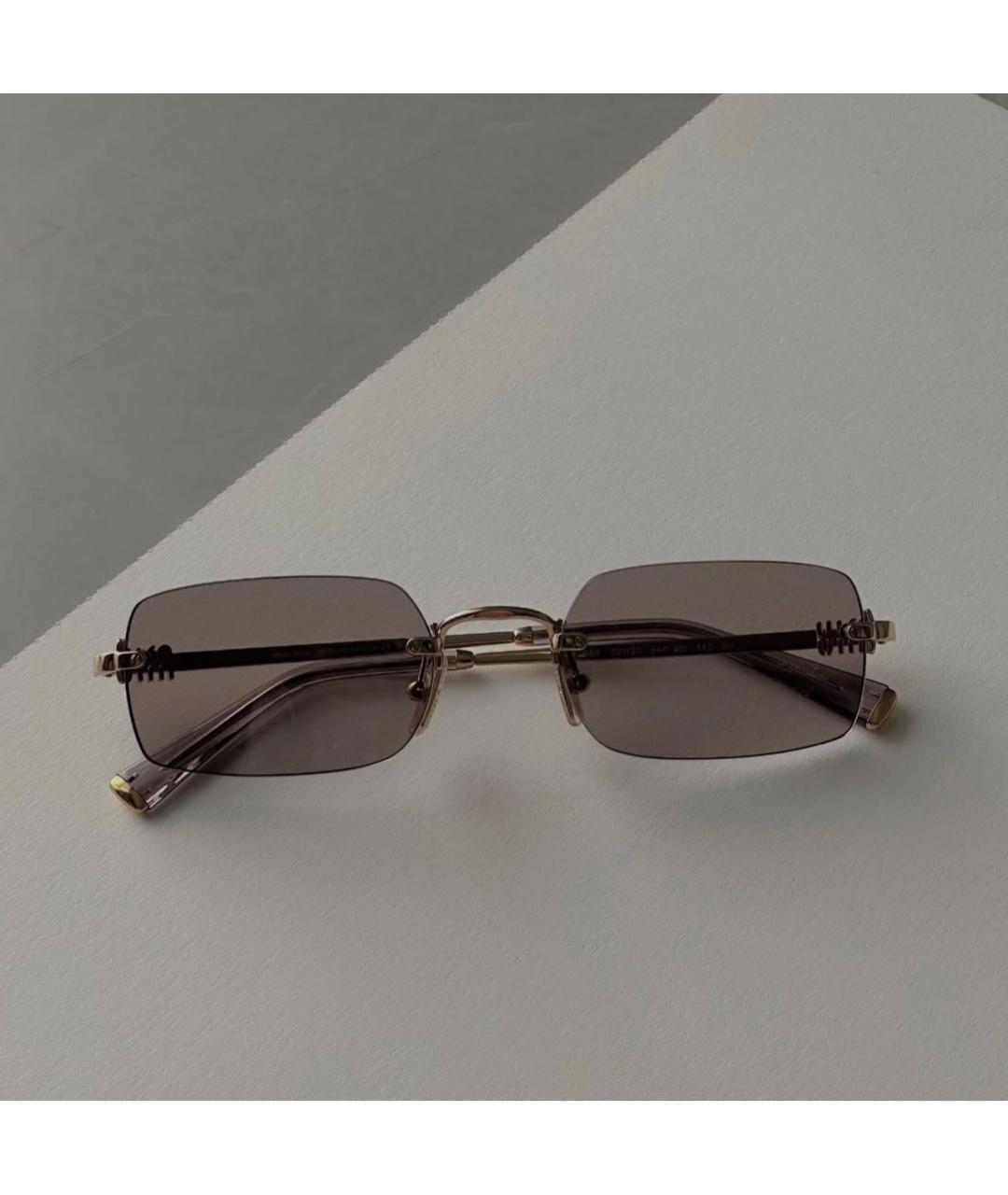 MIU MIU Золотые металлические солнцезащитные очки, фото 2