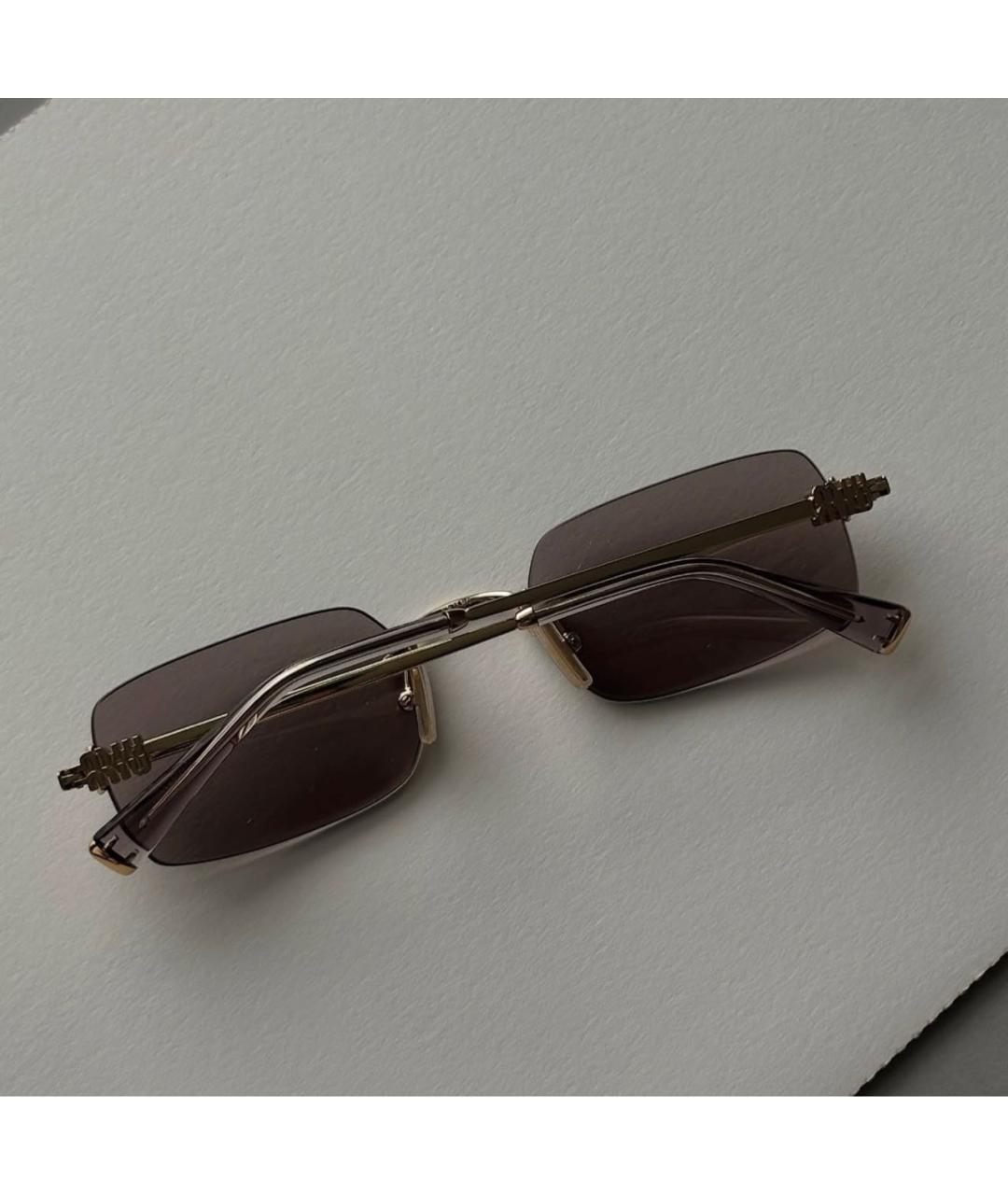 MIU MIU Золотые металлические солнцезащитные очки, фото 4