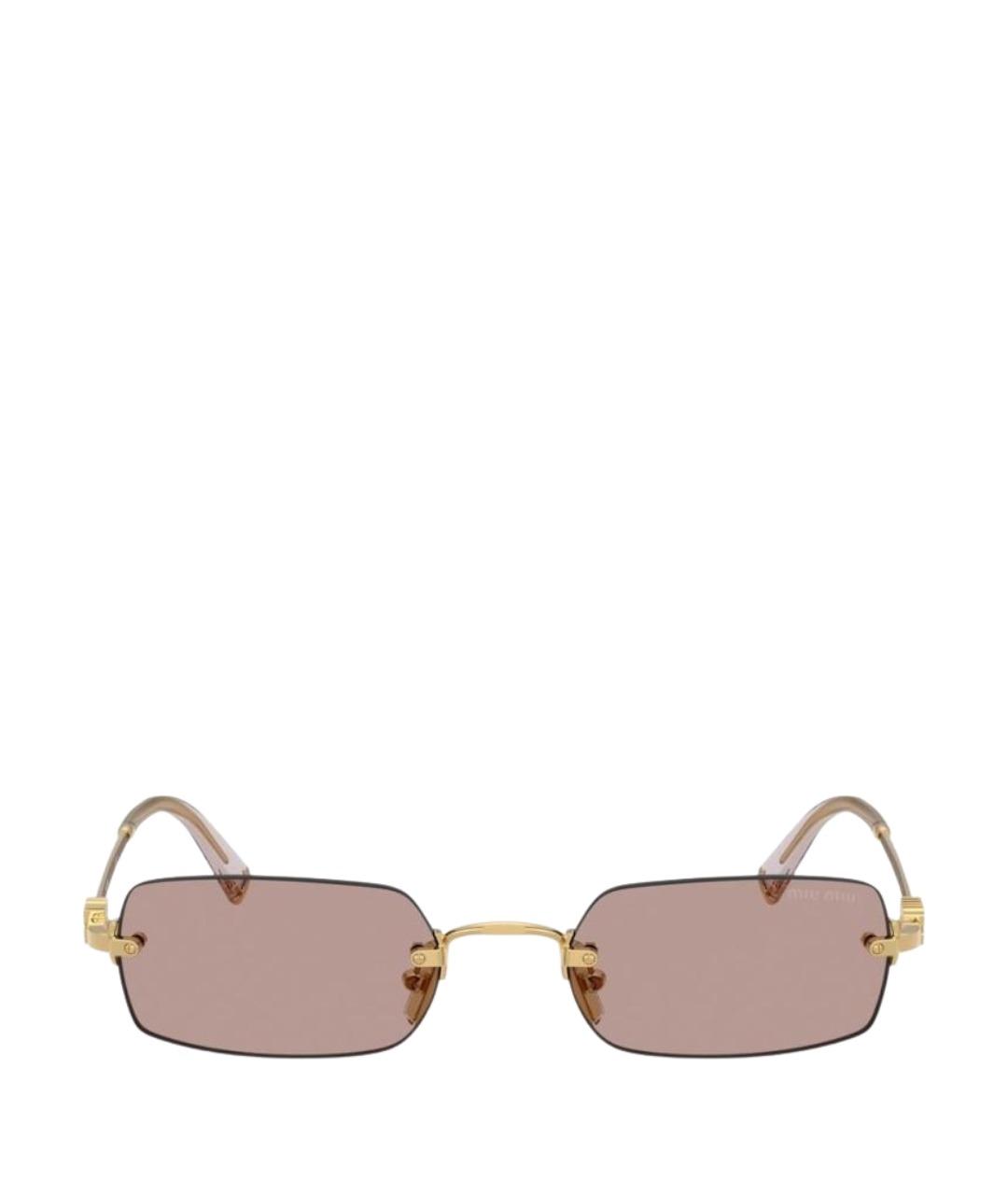 MIU MIU Золотые металлические солнцезащитные очки, фото 1