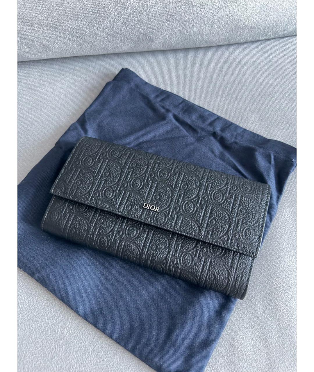 CHRISTIAN DIOR Черный кожаный кошелек, фото 2