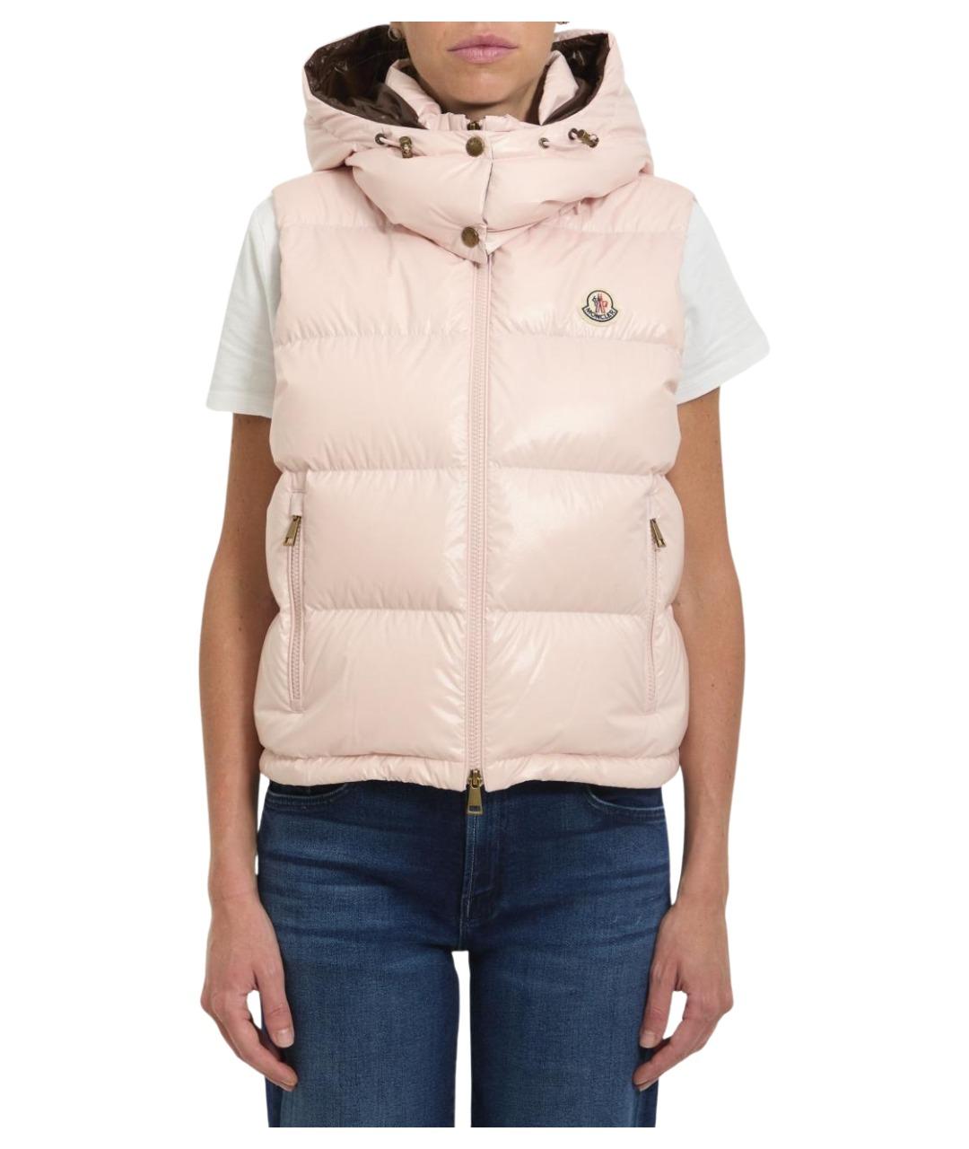 MONCLER Розовая полиамидовая жилетка, фото 1