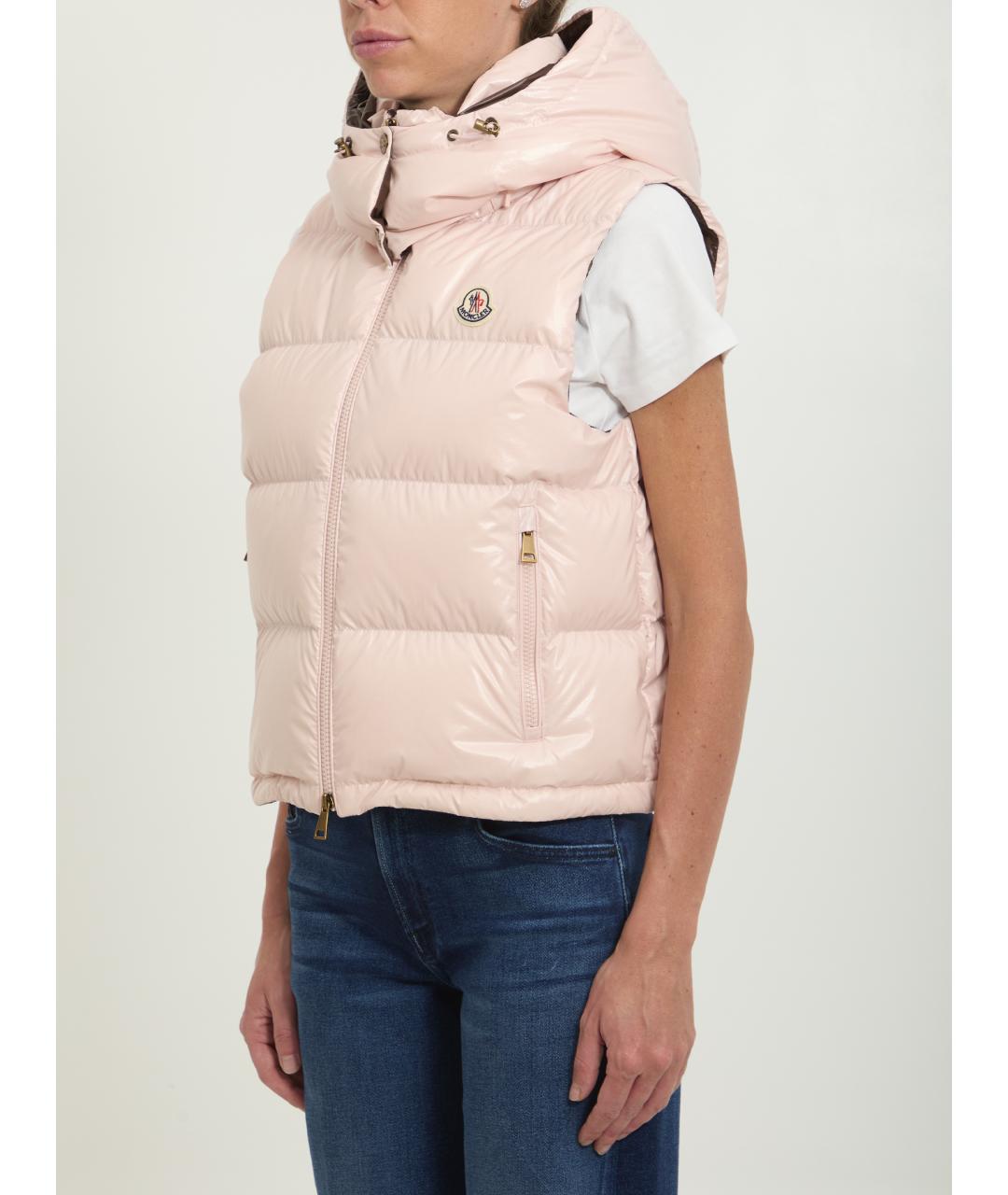 MONCLER Розовая полиамидовая жилетка, фото 2