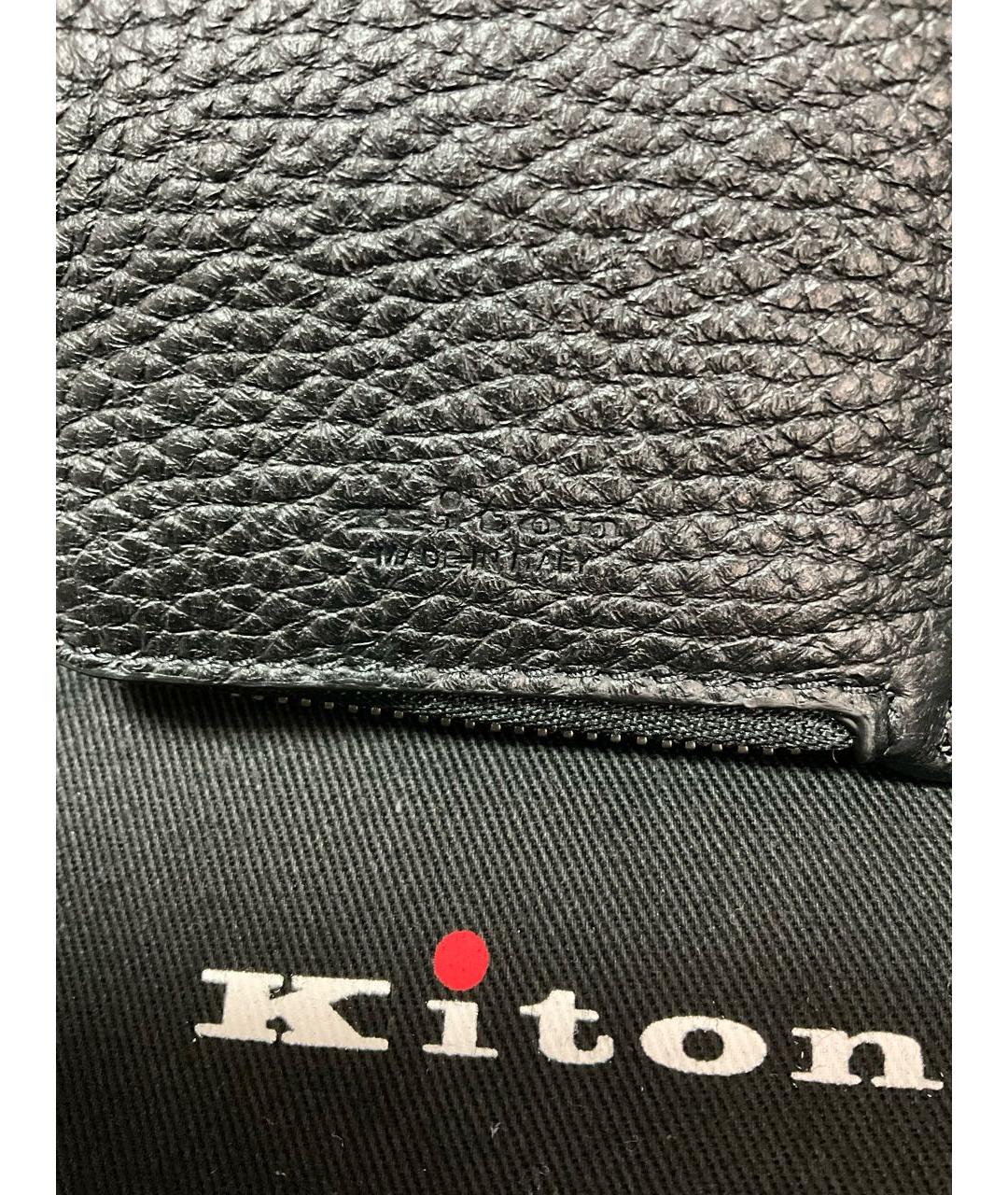 KITON Черный кожаный кошелек, фото 4