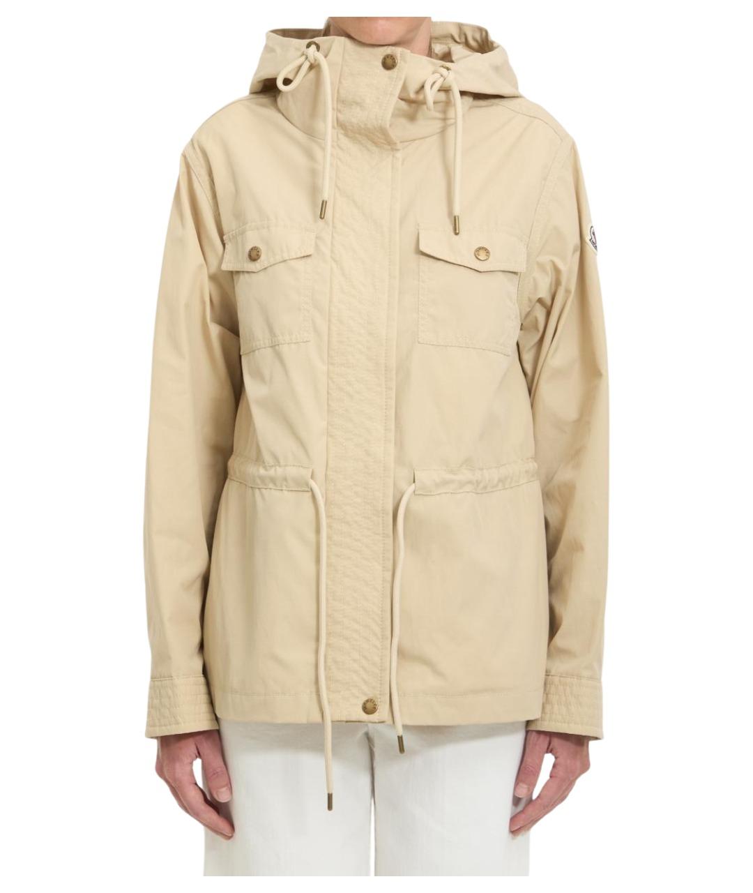 MONCLER Бежевая полиэстеровая куртка, фото 1