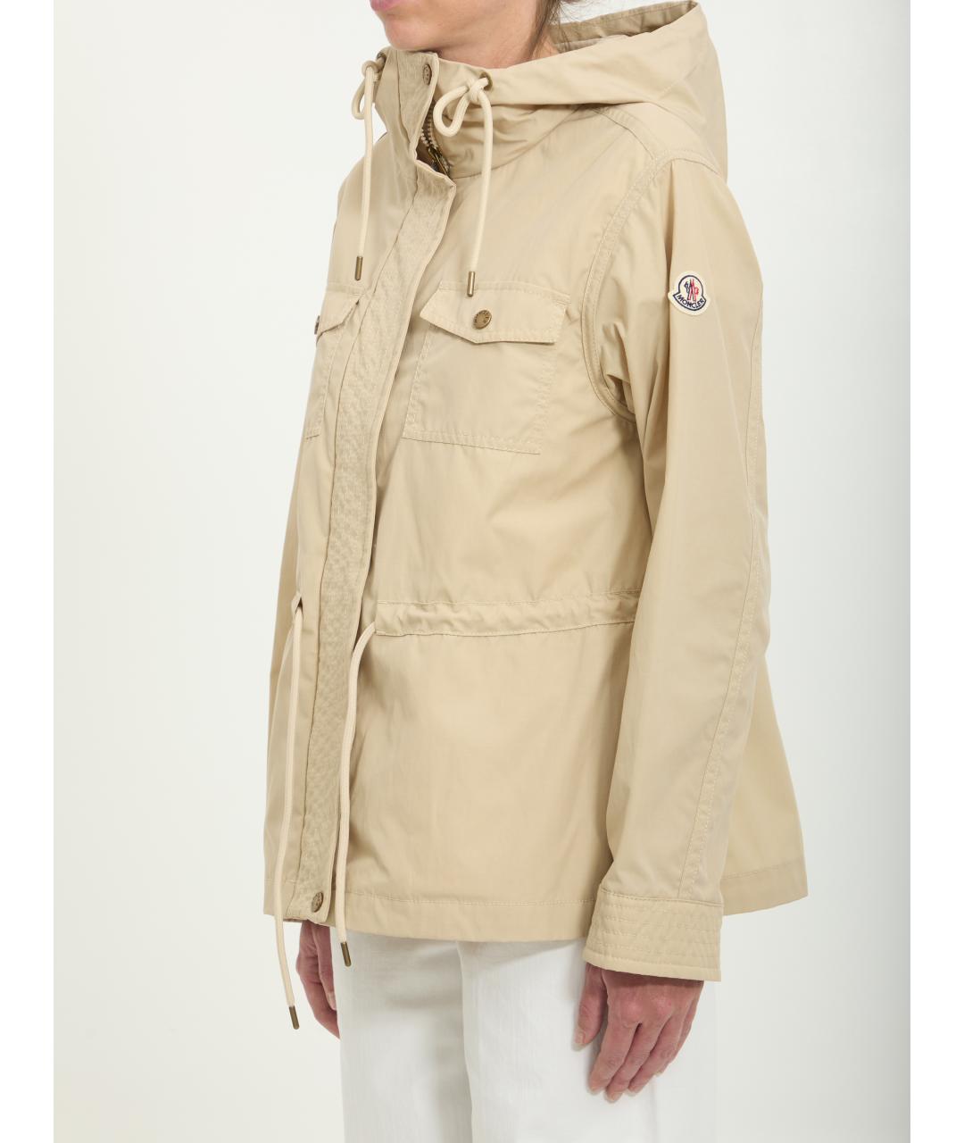 MONCLER Бежевая полиэстеровая куртка, фото 2