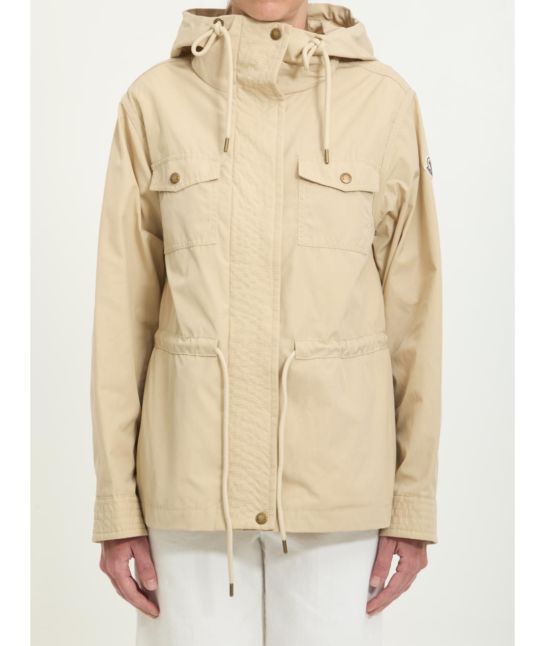 MONCLER Бежевая полиэстеровая куртка, фото 5