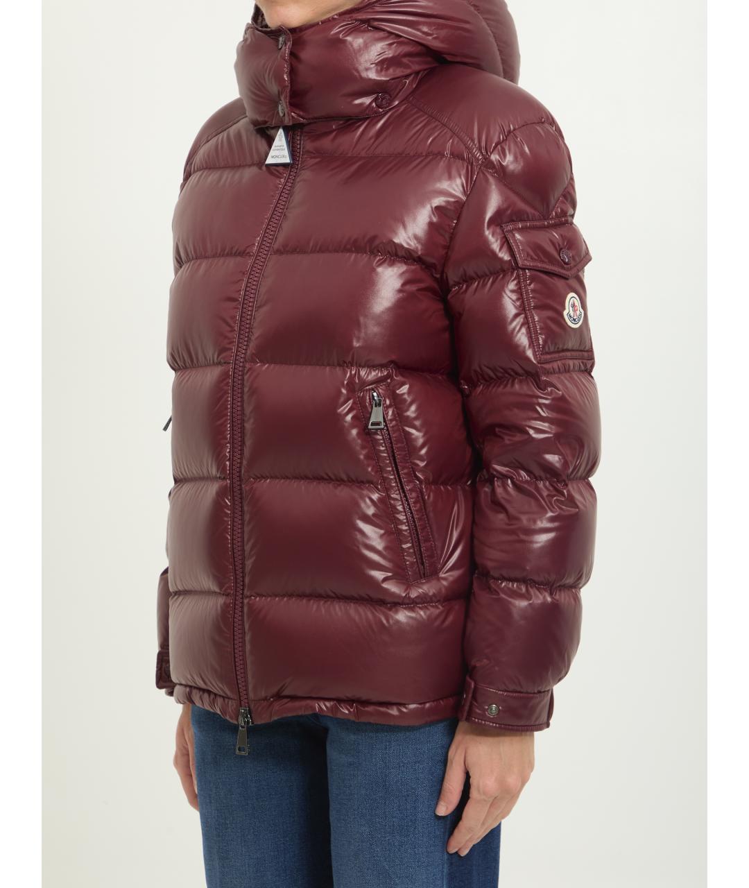 MONCLER Бордовая полиамидовая куртка, фото 2