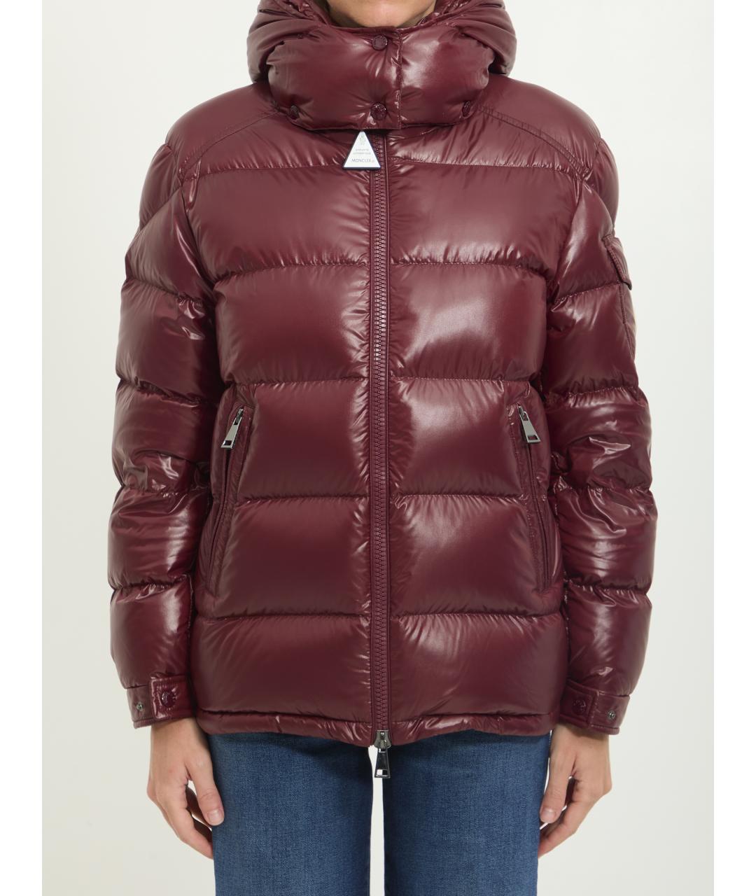 MONCLER Бордовая полиамидовая куртка, фото 1