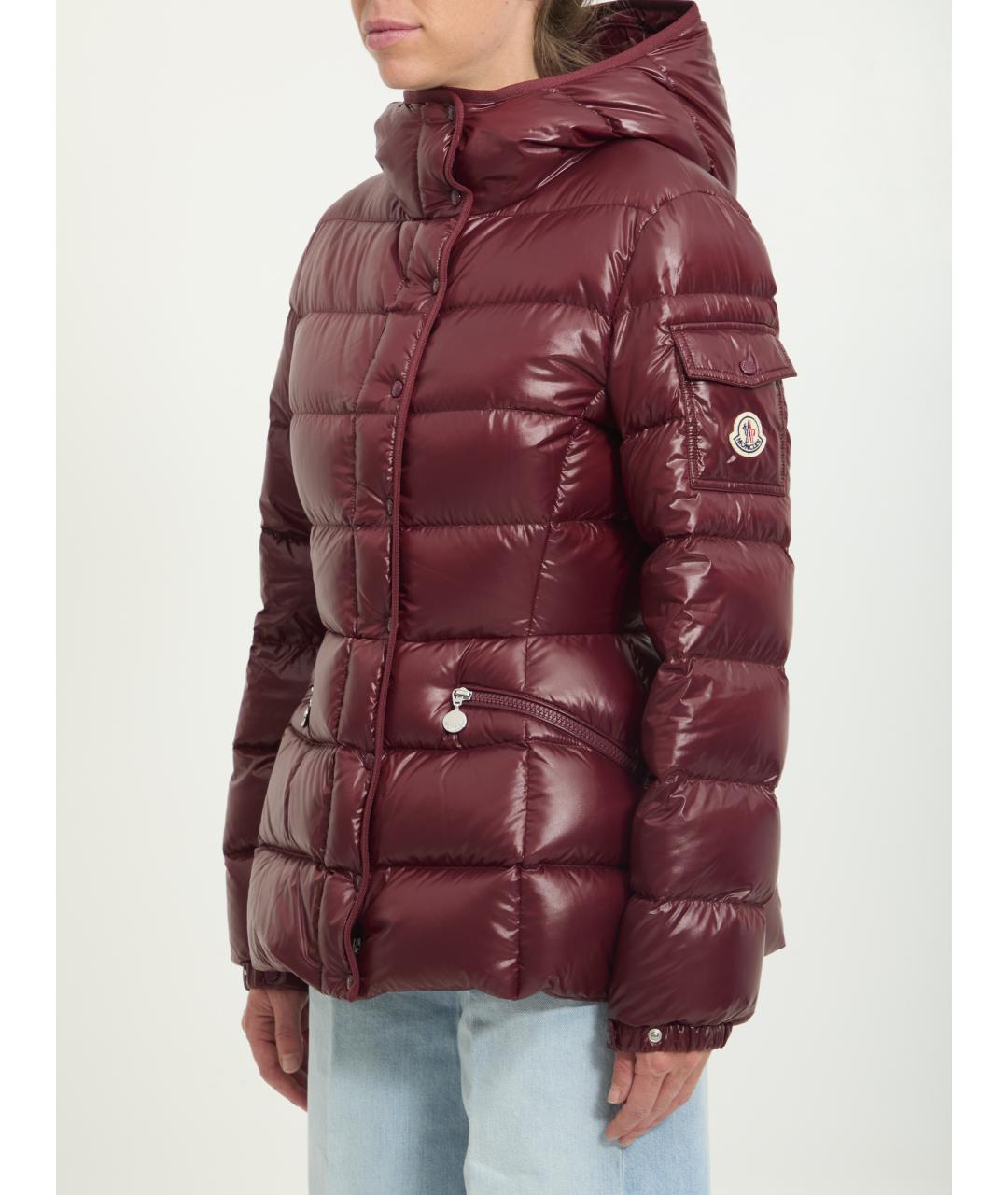 MONCLER Бордовая полиамидовая куртка, фото 2