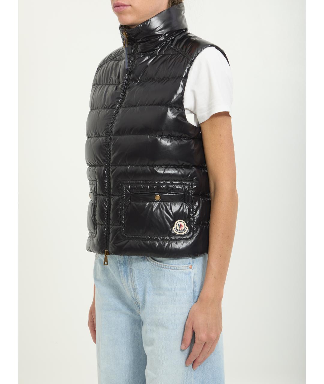 MONCLER Черная полиамидовая жилетка, фото 2