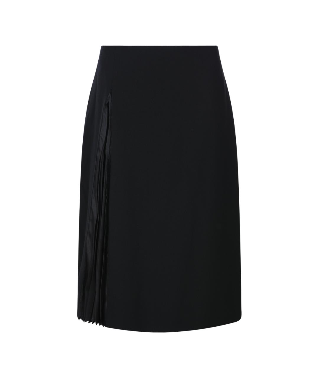 JIL SANDER Черная шерстяная юбка миди, фото 1