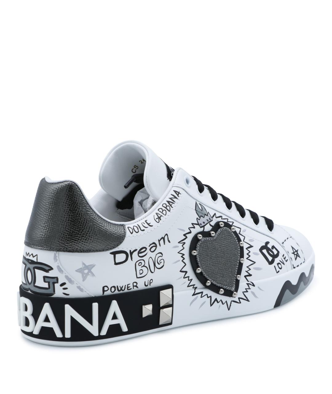 DOLCE&GABBANA Белые кожаные низкие кроссовки / кеды, фото 5