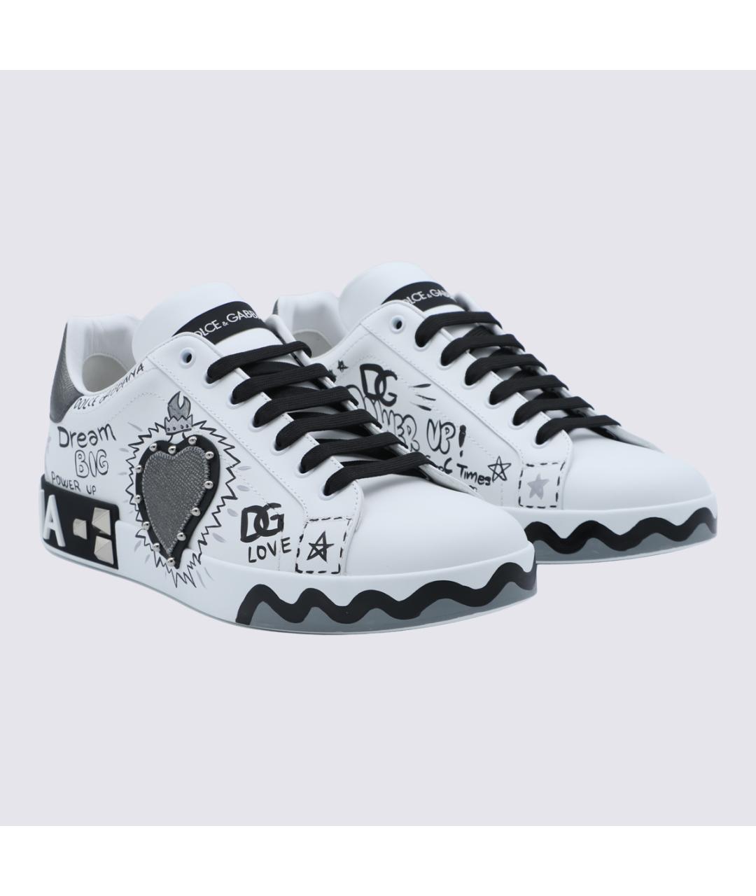 DOLCE&GABBANA Белые кожаные низкие кроссовки / кеды, фото 4