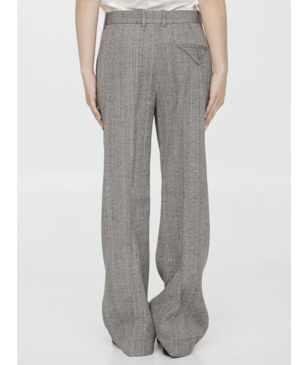 BOTTEGA VENETA Серые шелковые прямые брюки, фото 2