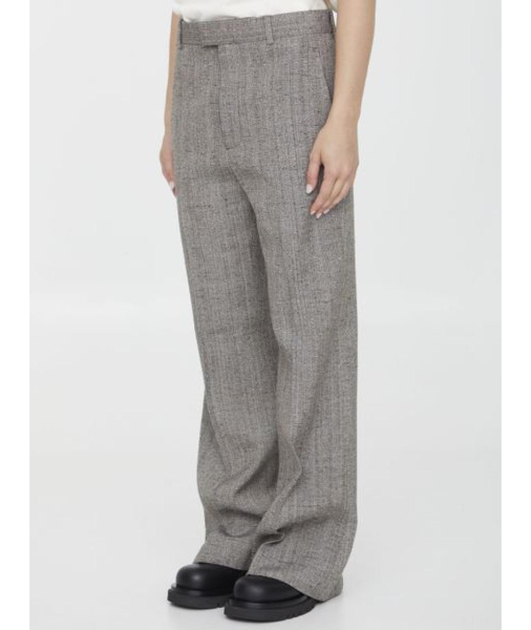 BOTTEGA VENETA Серые шелковые прямые брюки, фото 3