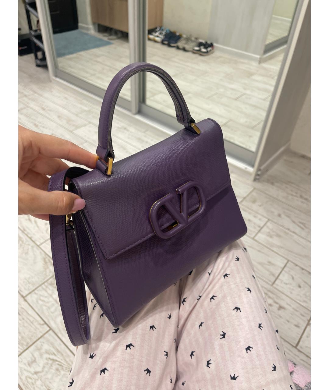 VALENTINO Фиолетовая кожаная сумка через плечо, фото 2