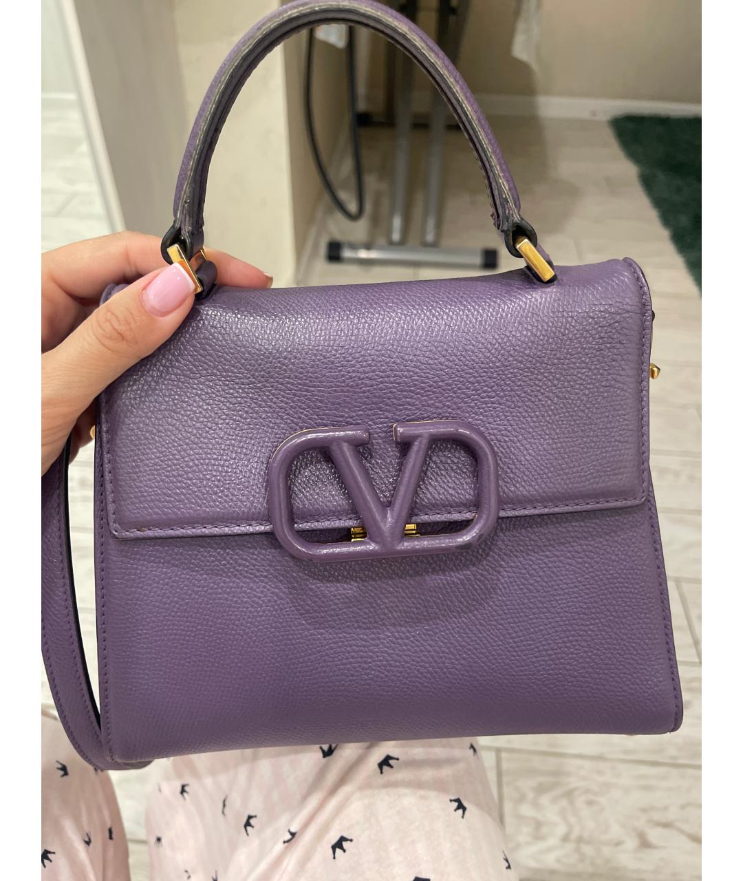 VALENTINO Фиолетовая кожаная сумка через плечо, фото 3