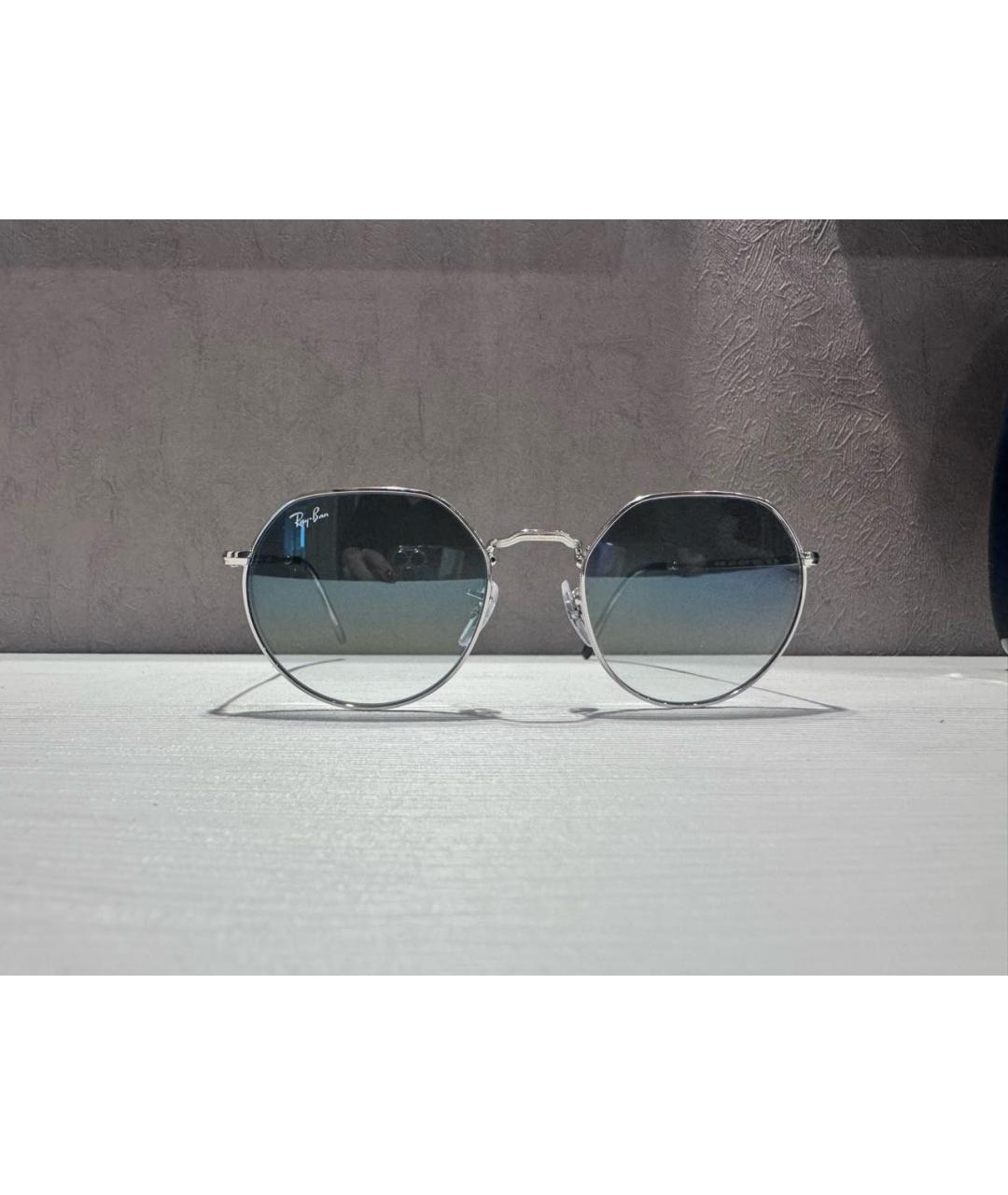 RAY BAN Голубые металлические солнцезащитные очки, фото 6