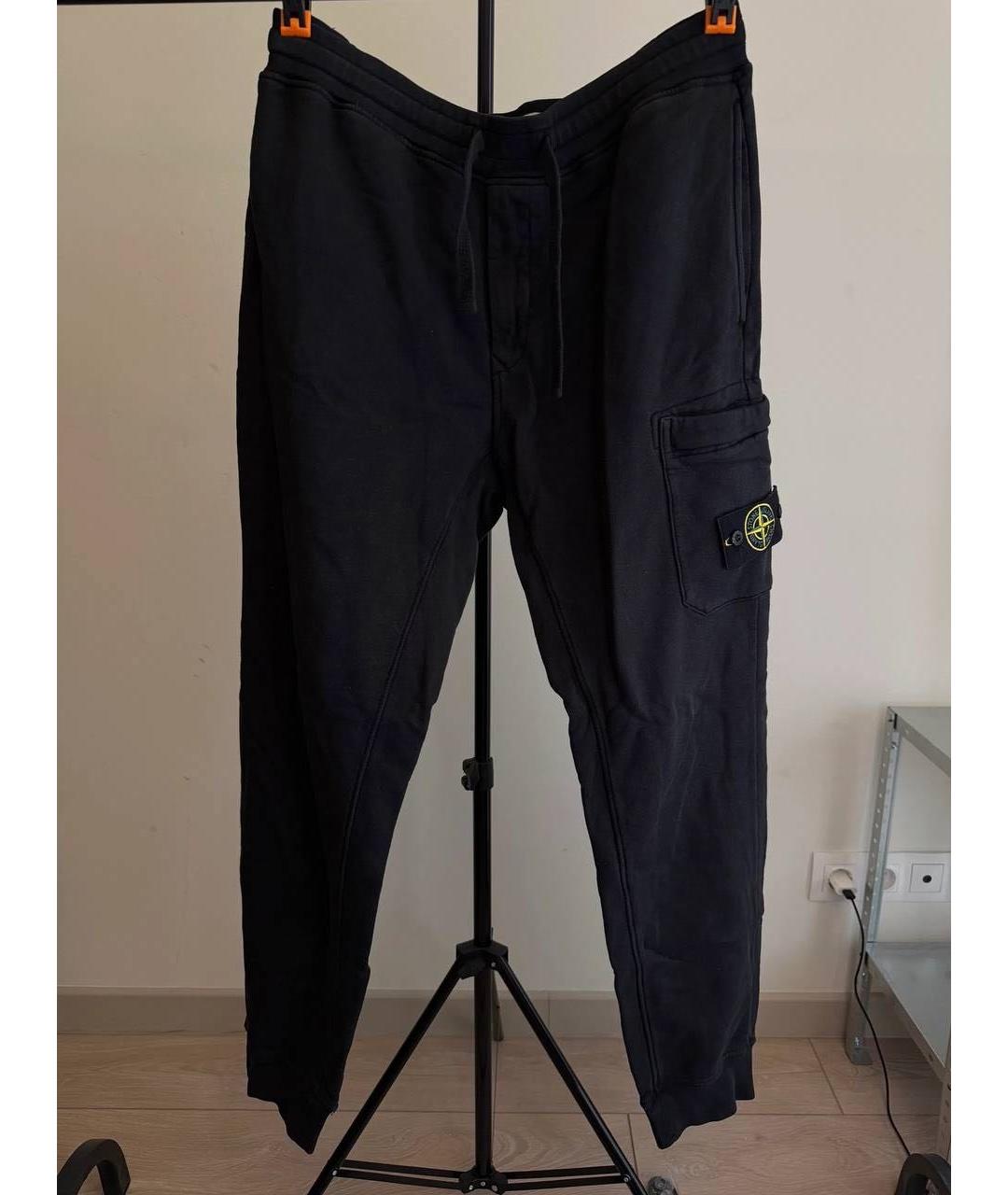STONE ISLAND Черные хлопковые повседневные брюки, фото 3