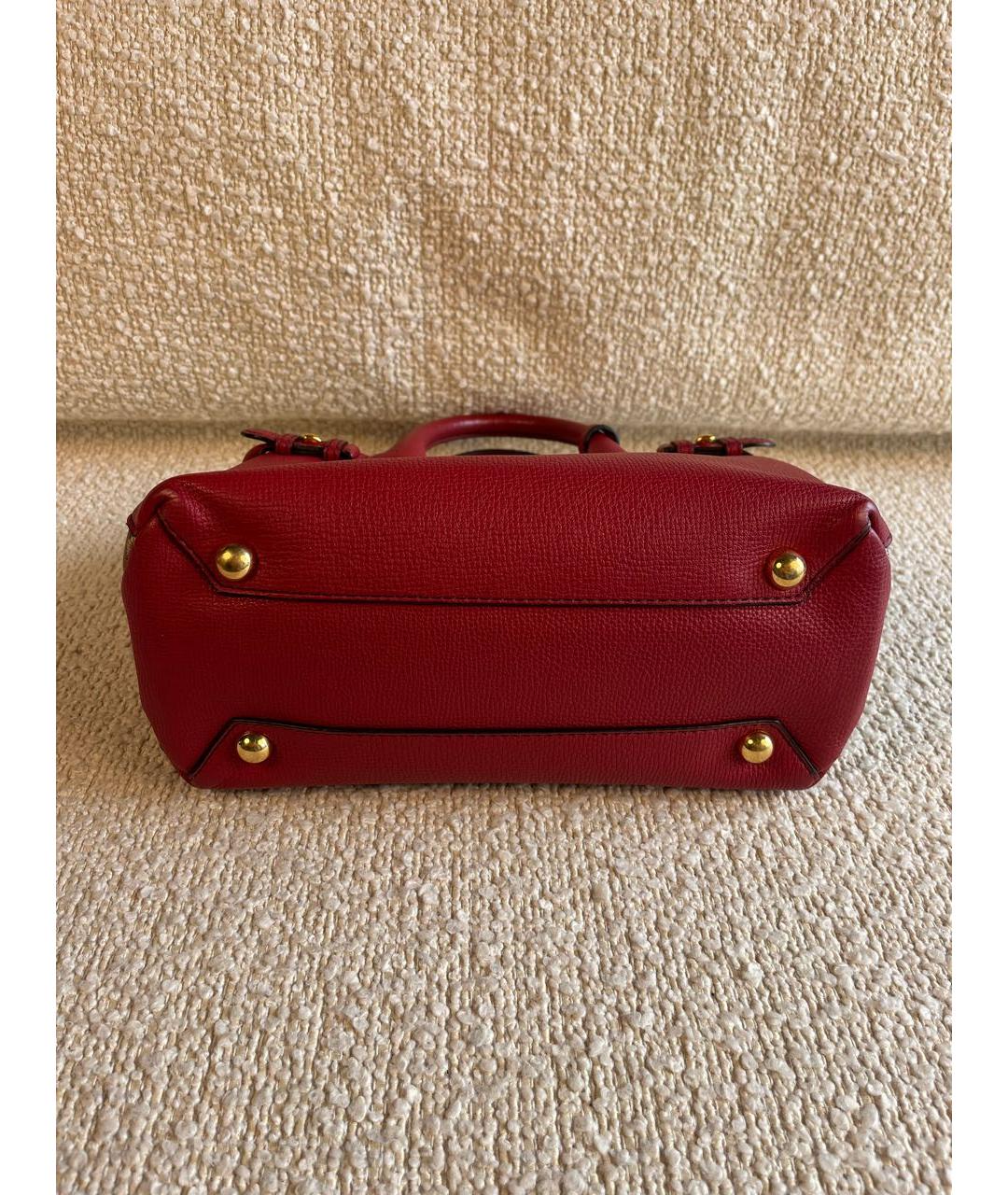 BURBERRY Красная кожаная сумка с короткими ручками, фото 6