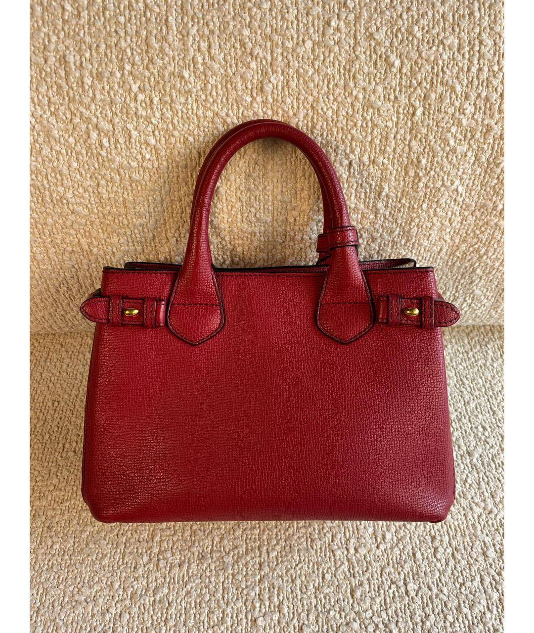 BURBERRY Красная кожаная сумка с короткими ручками, фото 3