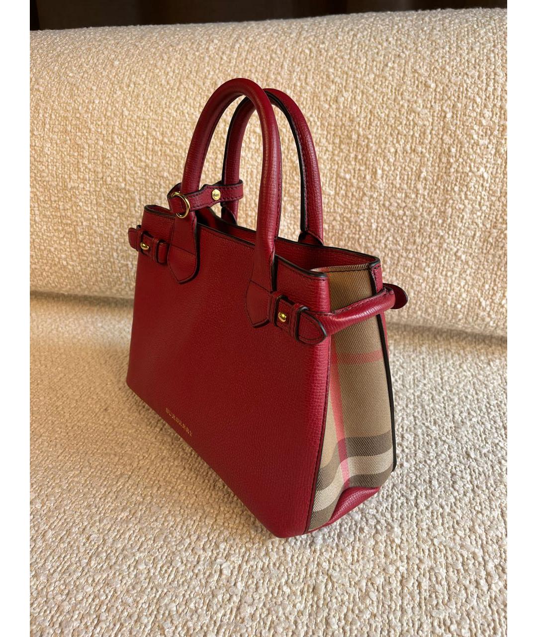 BURBERRY Красная кожаная сумка с короткими ручками, фото 7