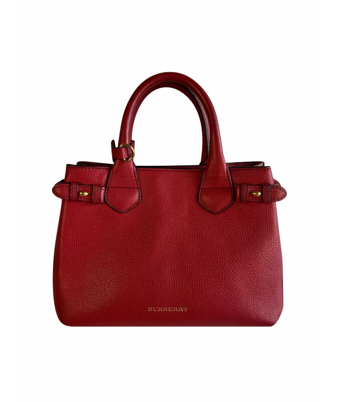 BURBERRY Красная кожаная сумка с короткими ручками, фото 1