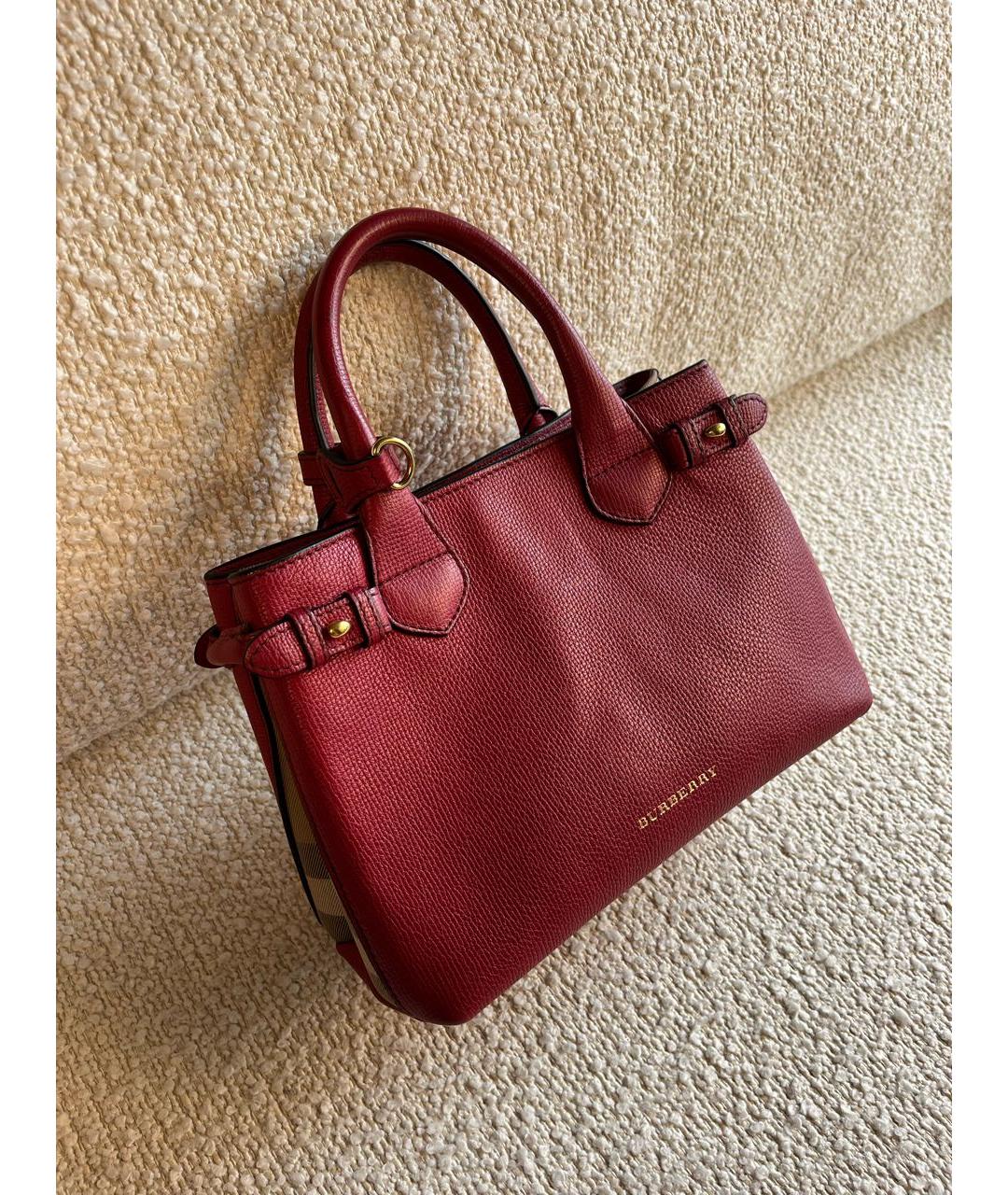 BURBERRY Красная кожаная сумка с короткими ручками, фото 2